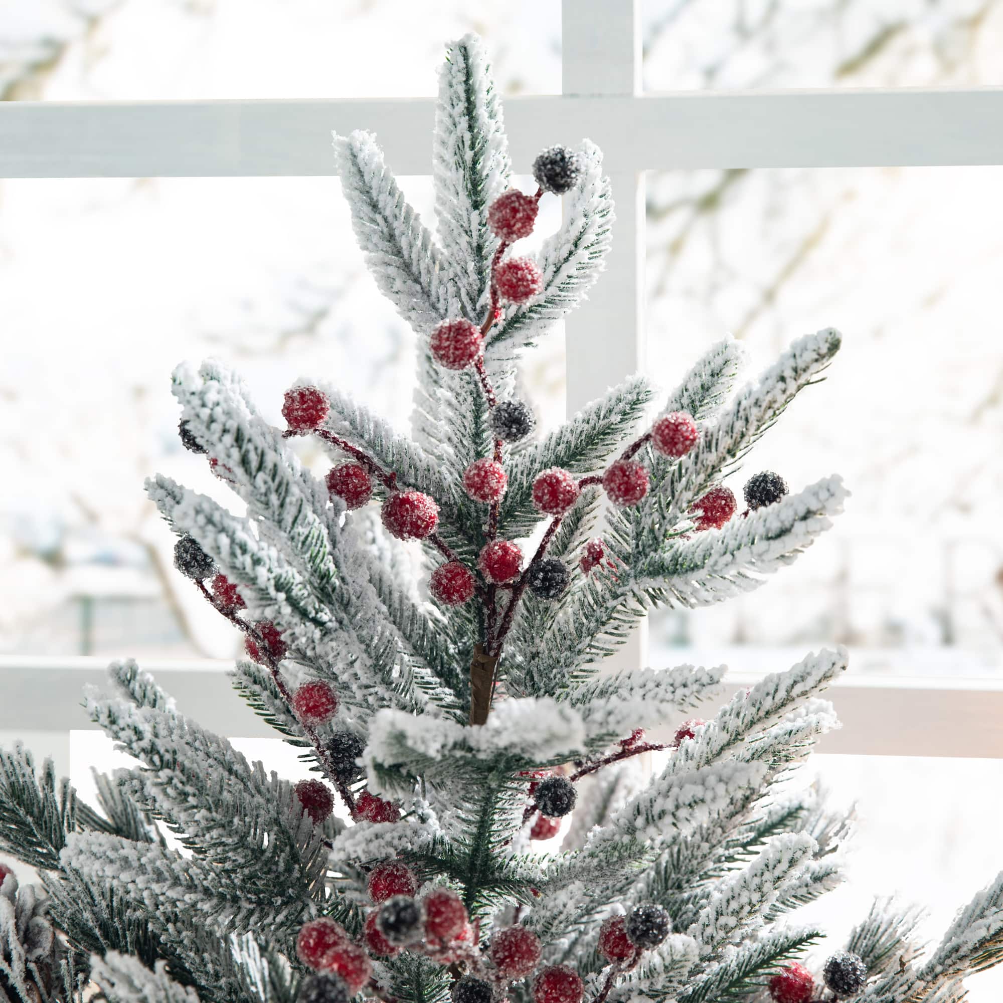 Glitzhome® 21" Christmas Red Sleigh Frosted Floral Centerpiece