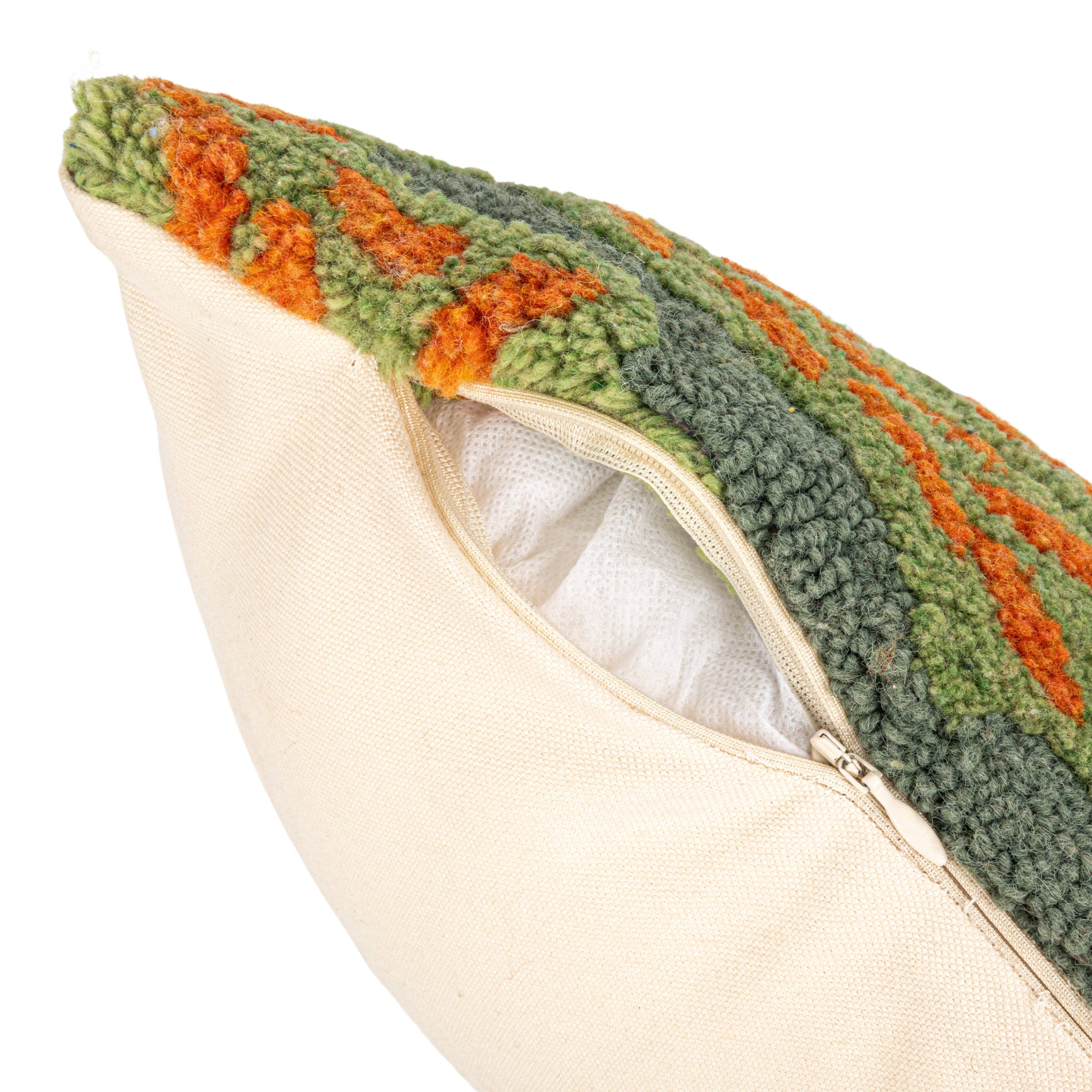 Hello Honey&#xAE; 24&#x22; x 16&#x22; Green Multicolor Tufted Fabric Lumbar Pillow
