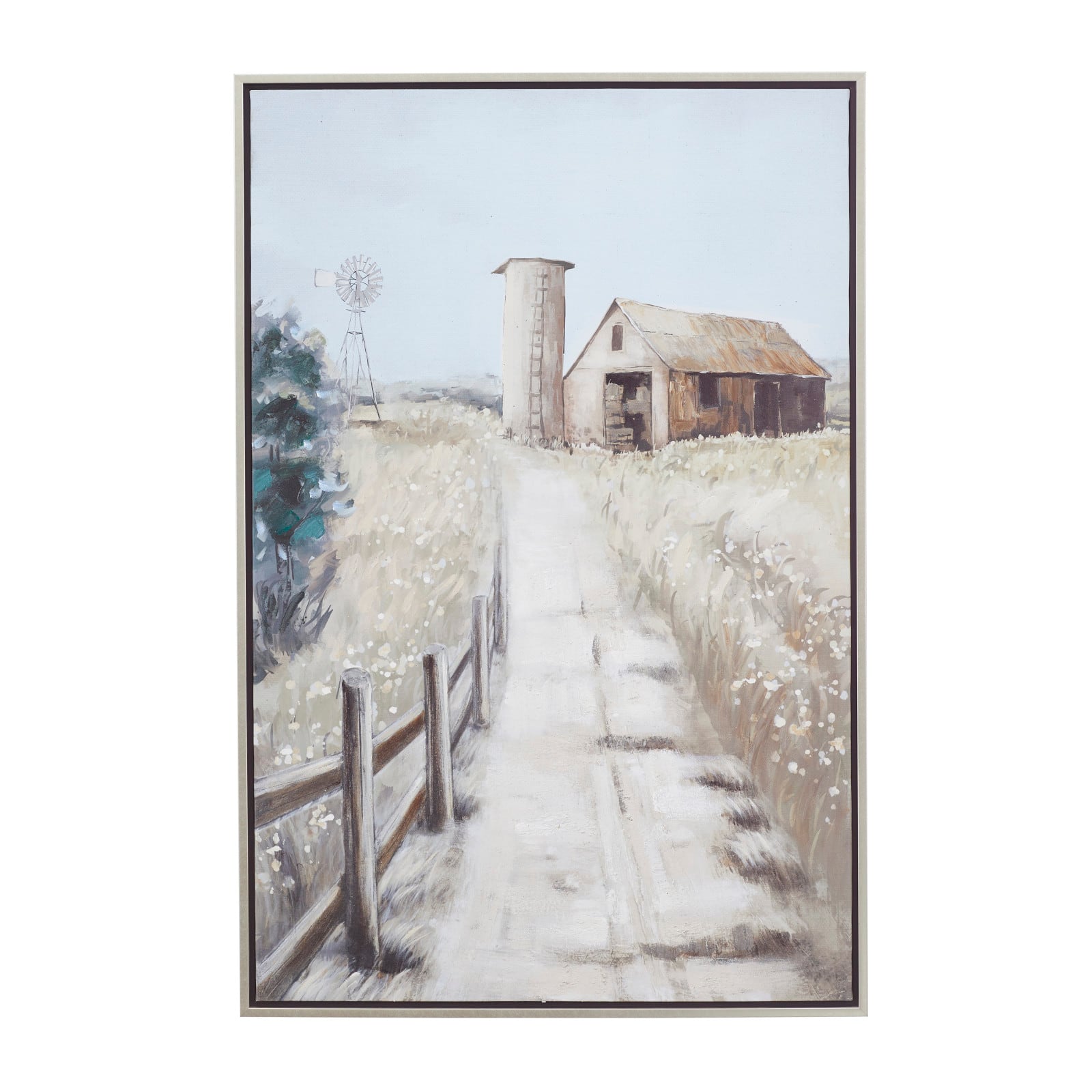 Brown Polystone Modern Farmhouse Framed Wall Art, 48" x 32" x 2"