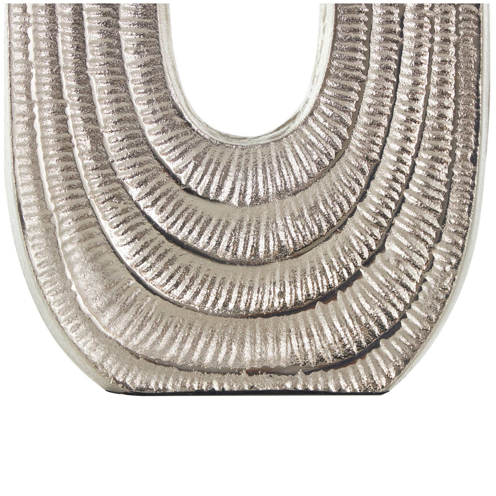 16" Silver Linear Etched Aluminum Circular Vase