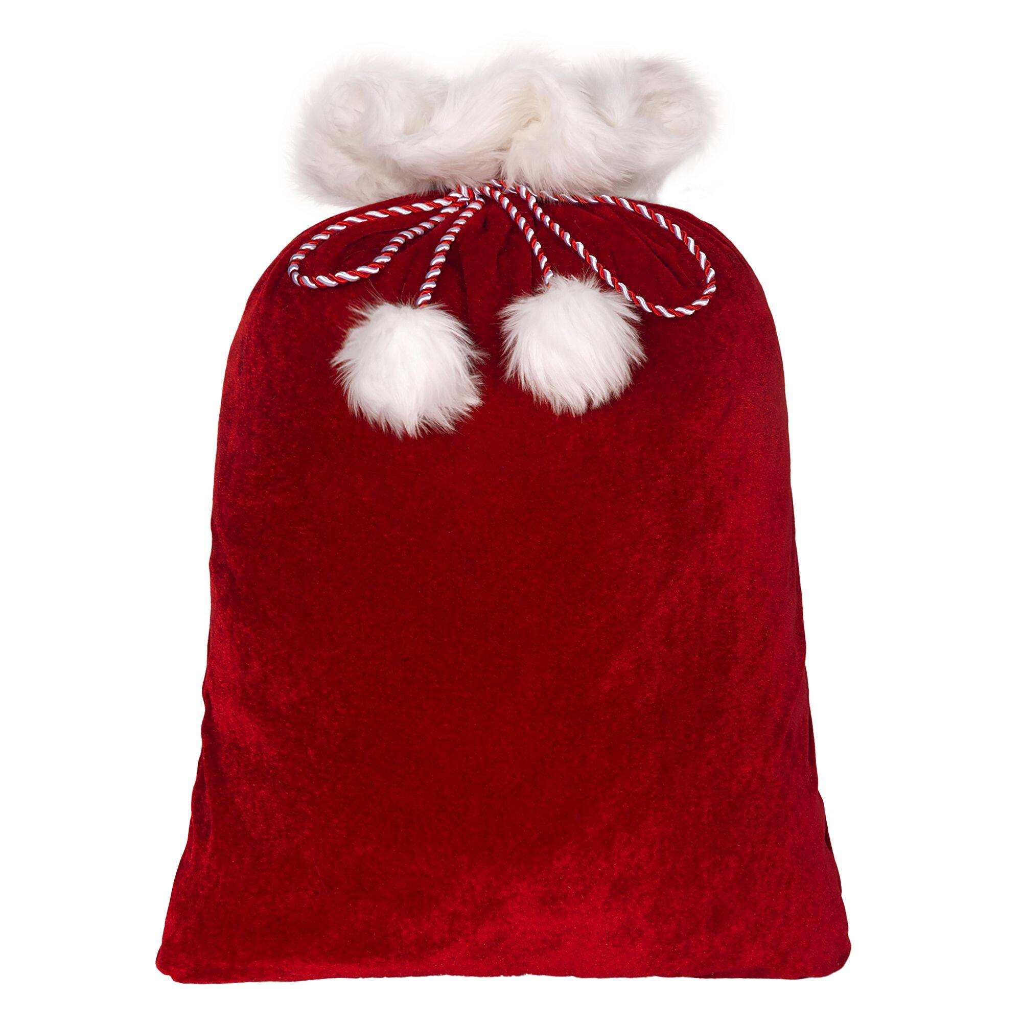 Red & White Deluxe Santa Bag With Fur Cuff, 20" x 28"