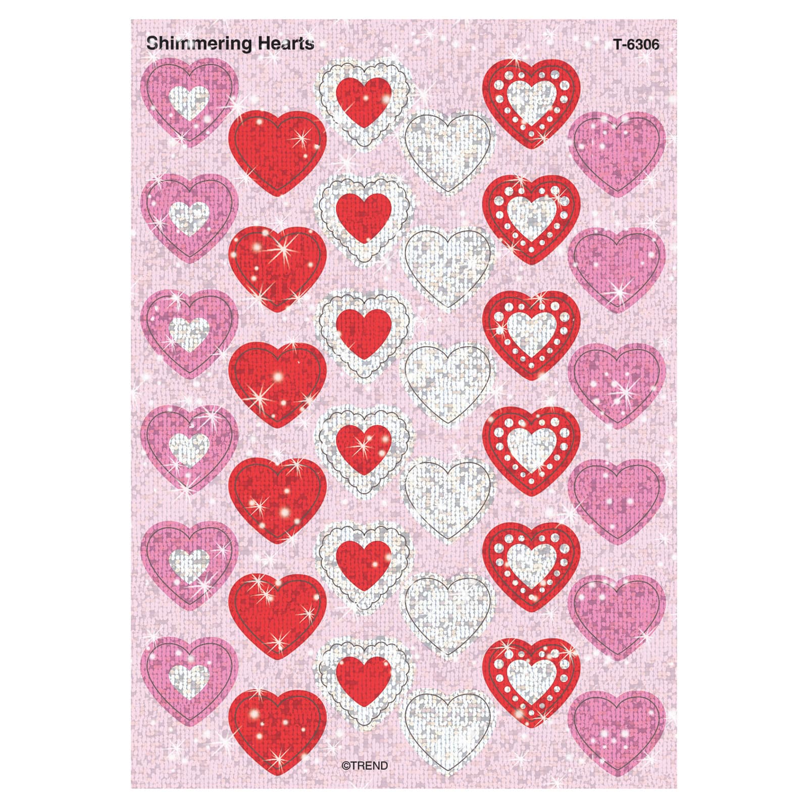 Trend Enterprises&#xAE; Shimmering Hearts Sparkle STICKERS&#xAE;, 12 Packs of 72