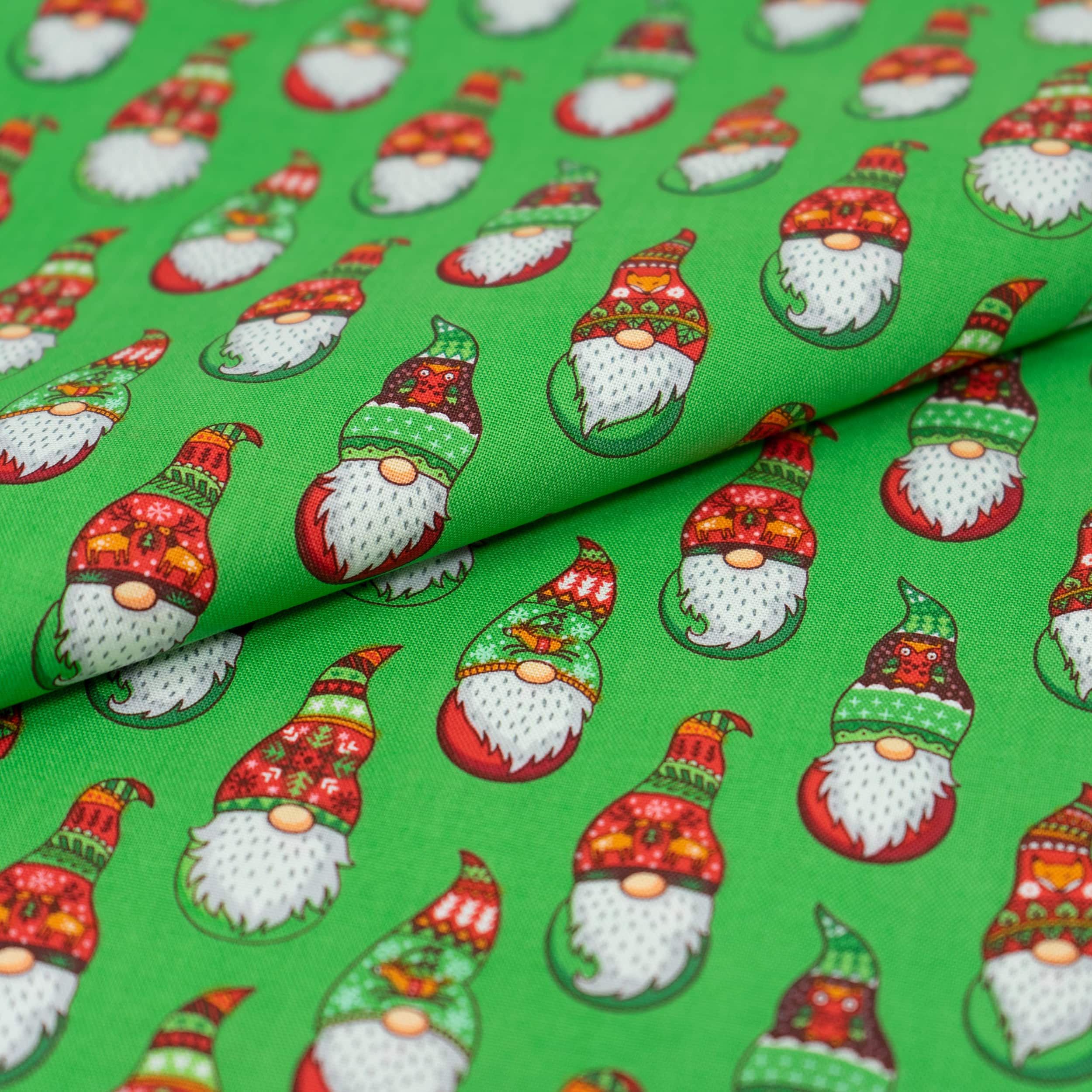 SINGER Christmas Santa Print Cotton Fabric