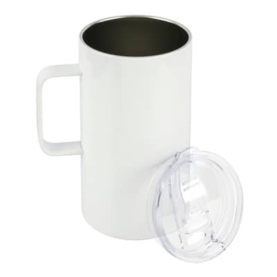 20oz. White Stainless Steel Sublimation Mug with Lid by Make Market® image
