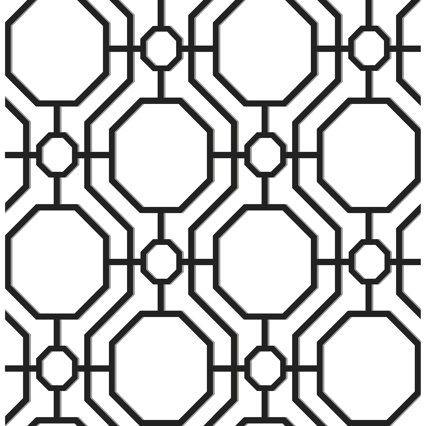 InHome Crawford Black &#x26; White Peel &#x26; Stick Wallpaper