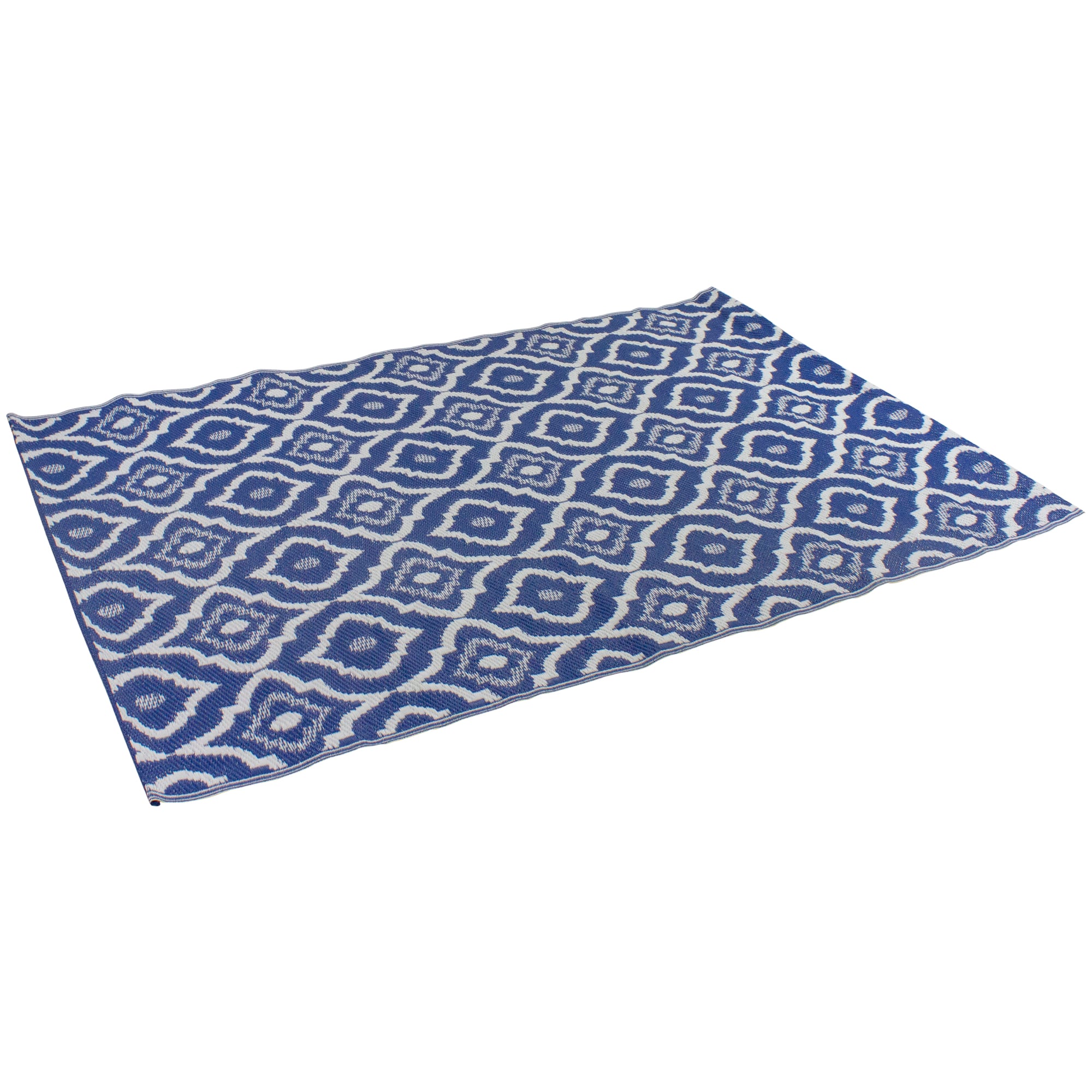 Blue &#x26; White Geometric Rectangular Outdoor Area Rug, 4ft. x 6ft.