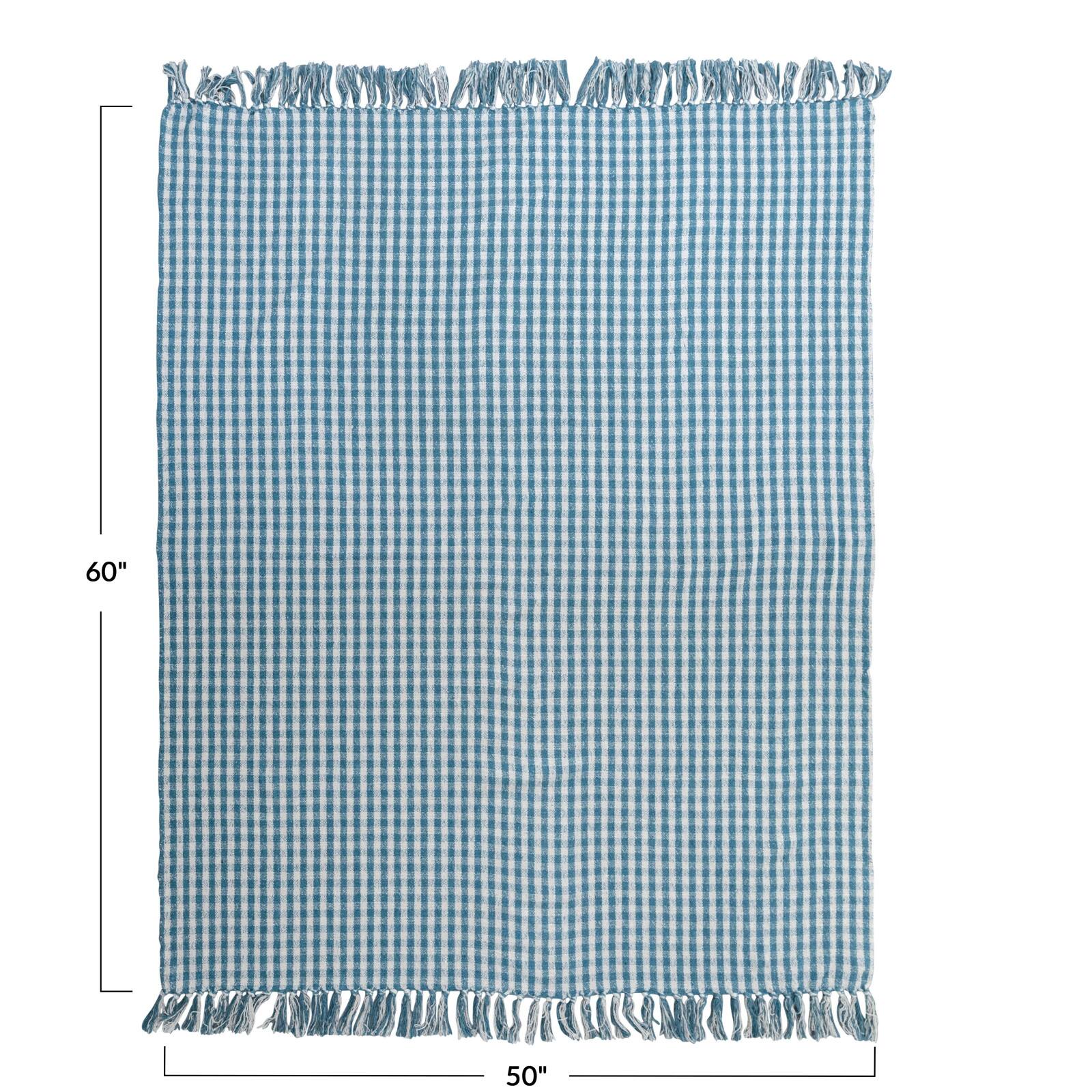 Hello Honey® Gingham Woven Recycled Cotton Blend Throw Blanket with Fringe