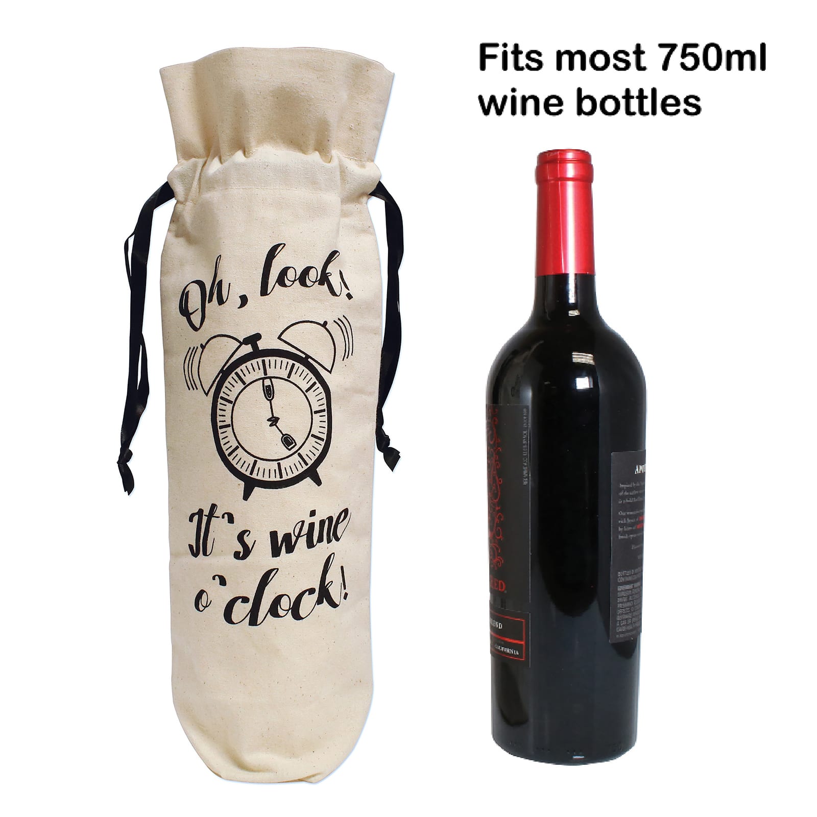 Personality Case&#x2122; Wine O&#x27;Clock Canvas Wine Bag