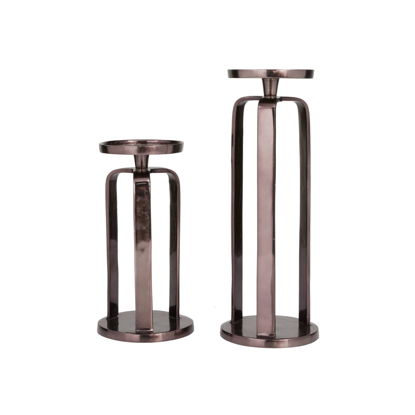 CosmoLiving by Cosmopolitan Set of 2 Black Aluminum Modern Candle Holder, 14&#x22; x 10&#x22;