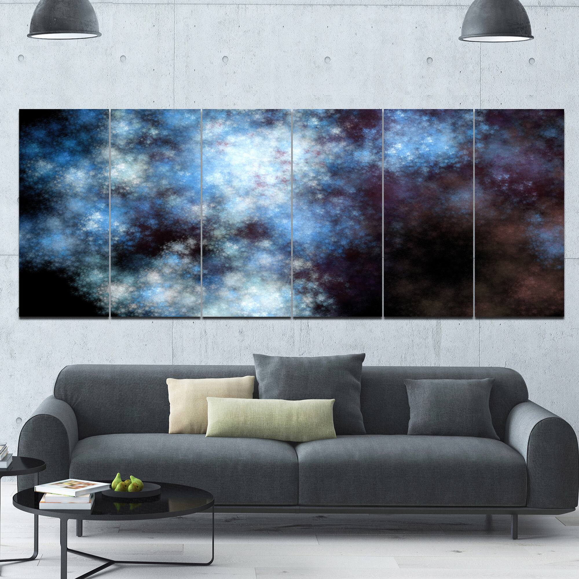 Designart - Blue White Starry Fractal Sky - Abstract Art on Canvas