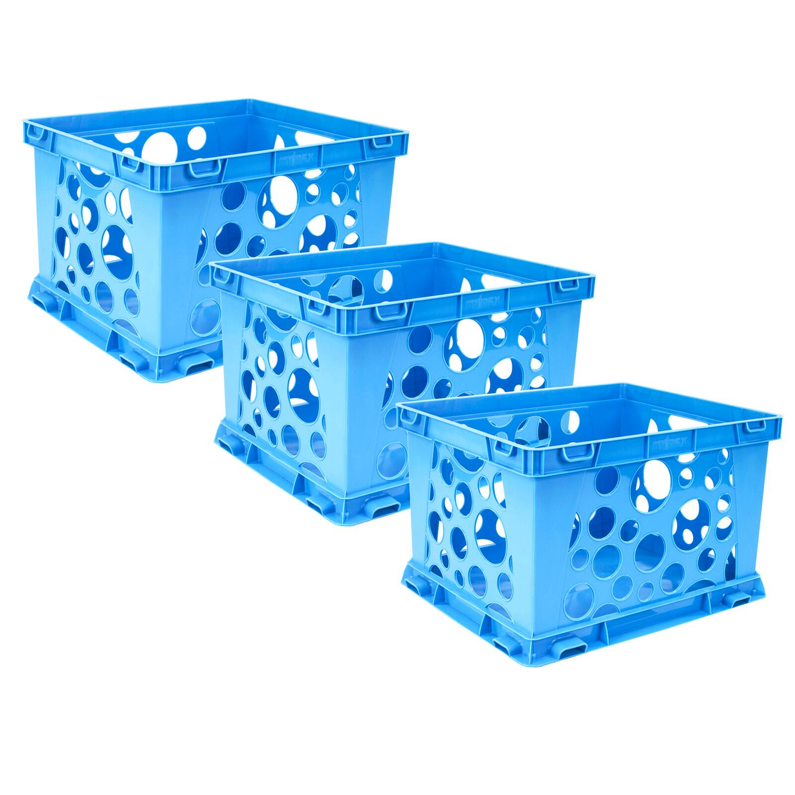 Case of 3 9 x 7.75 x 6 Inches School Blue Storex Mini Crate 61490U03C 