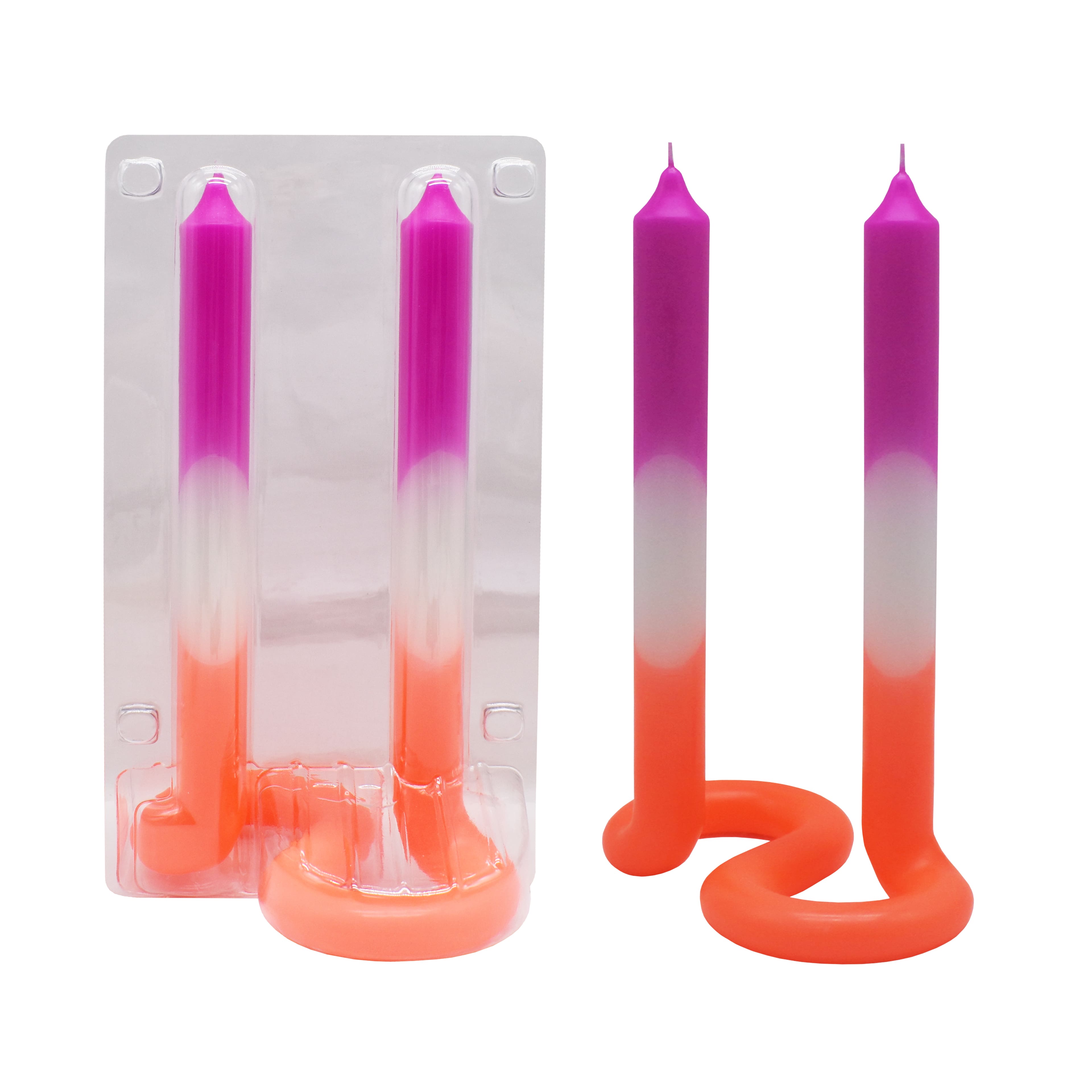 10&#x22; Pink, White &#x26; Orange Neon Double Taper Candle by Ashland&#xAE;