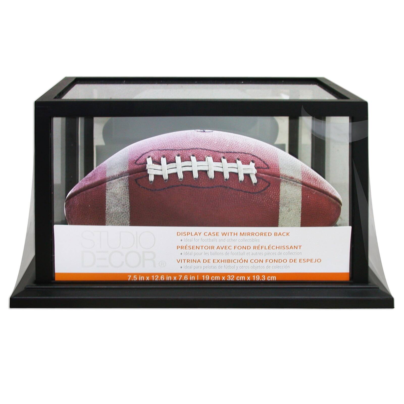 Football Display Case MIRROR BACK Full Size With Two-tier