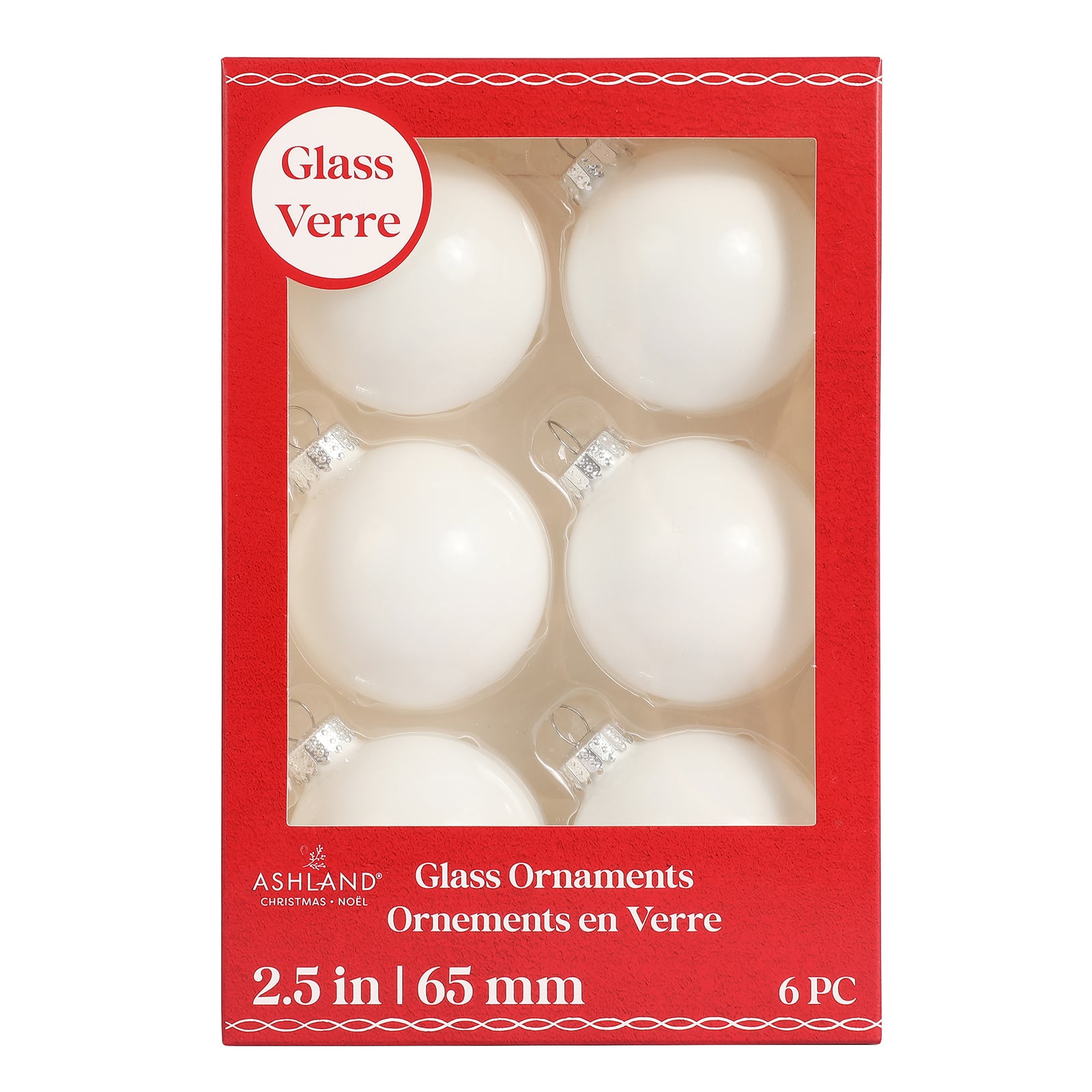 6 Pack 2.5&#x22; Shiny Glass Ball Ornaments by Ashland&#xAE;