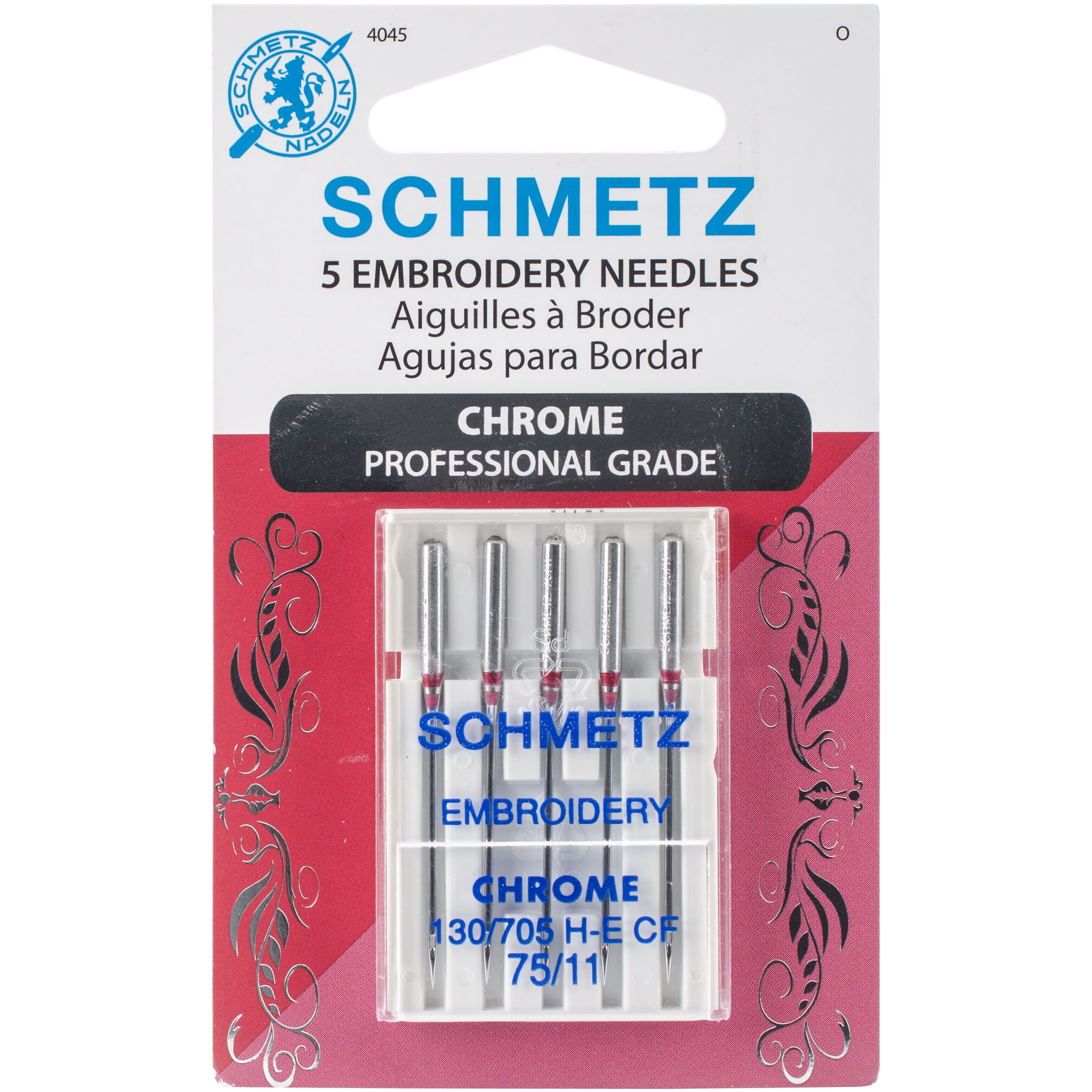 Euro-Notions Schmetz Chrome Embroidery Machine Needles, 75/11, 5ct.