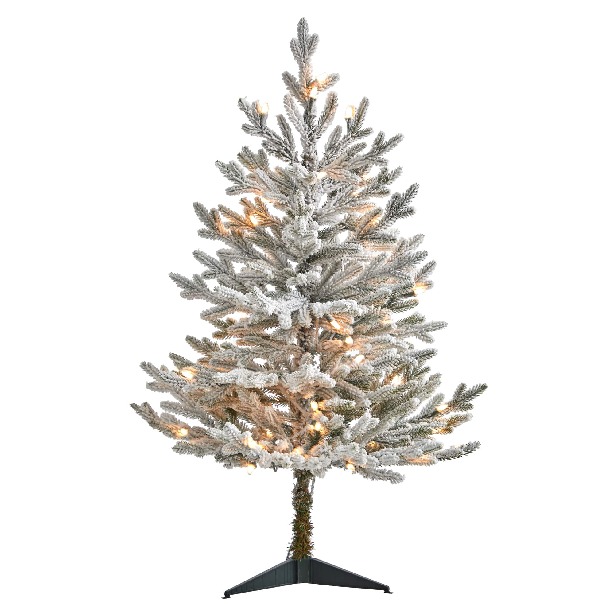 3ft. Pre-Lit Flocked Fraser Fir Artificial Christmas Tree with Warm White LED Lights
