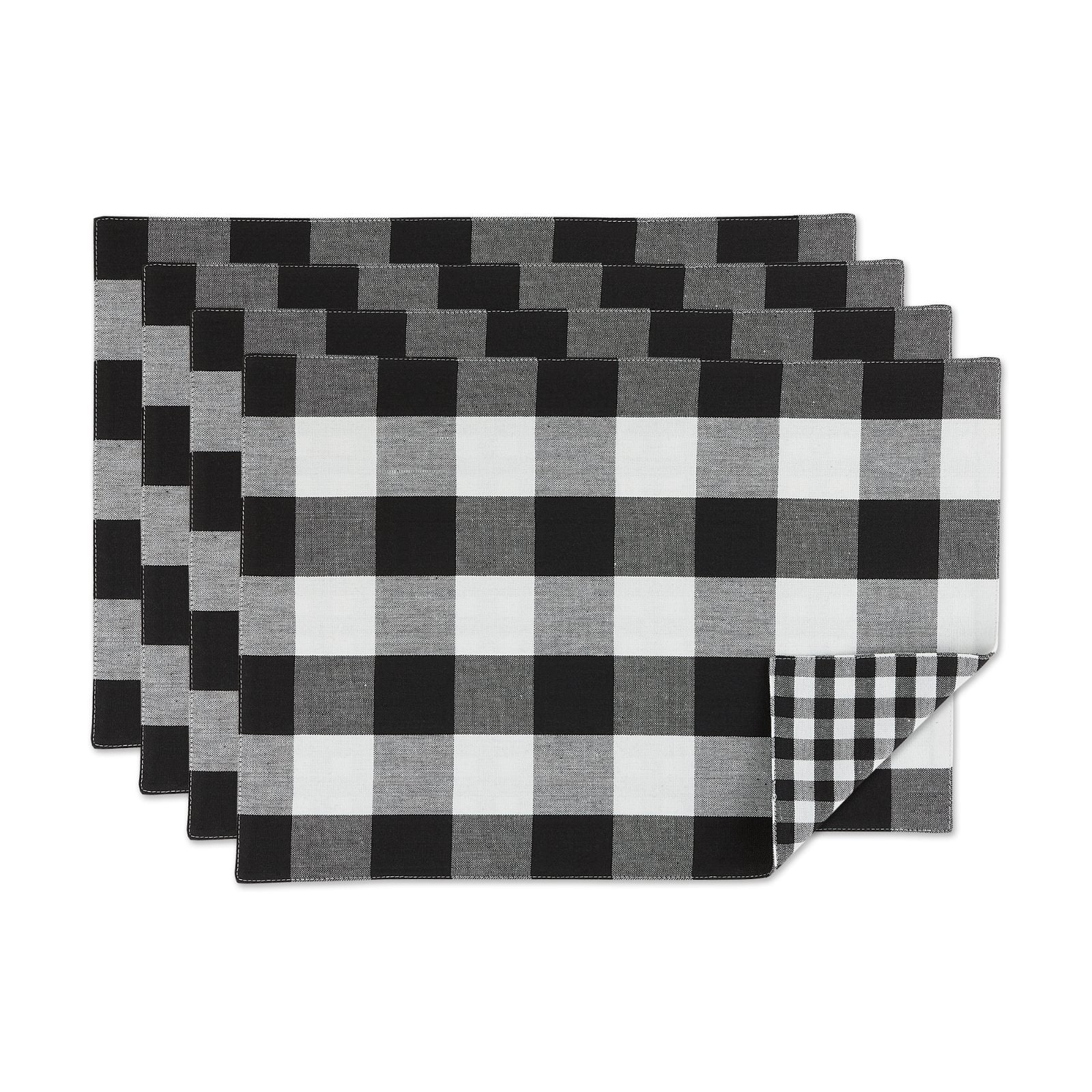 DII® Reversible Gingham & Buffalo Check Placemat Set, 4ct.