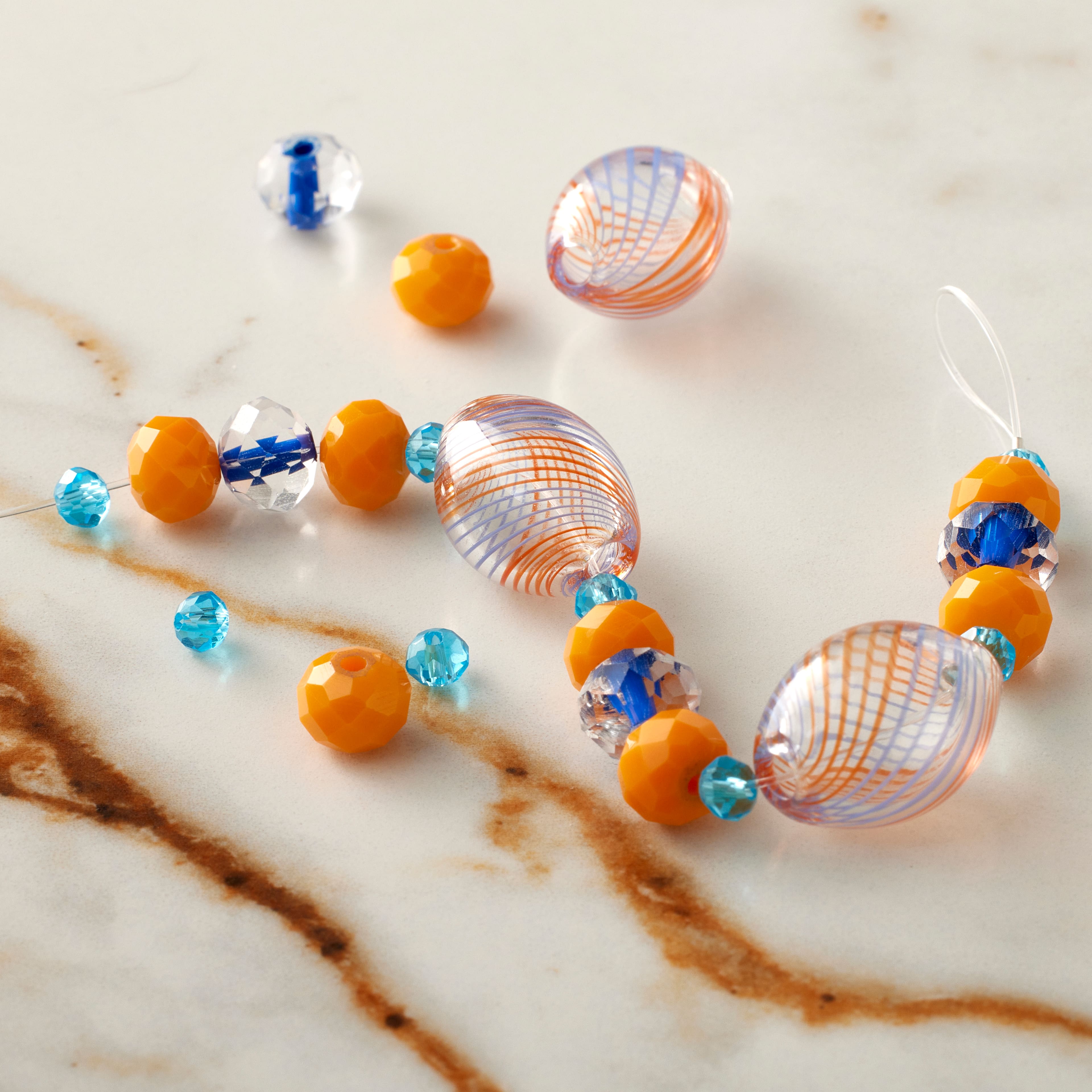 Orange Lampwork Glass Stripe Oval Beads by Bead Landing&#x2122;