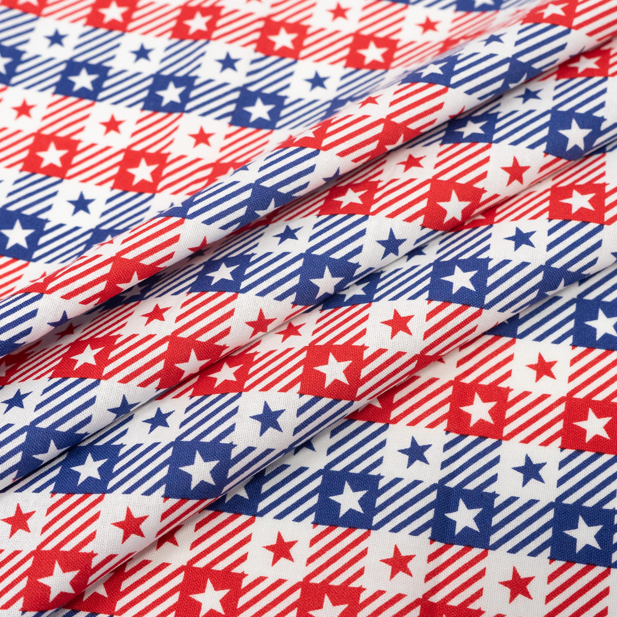 SINGER Gingham Patriotic Stars Cotton Fabric