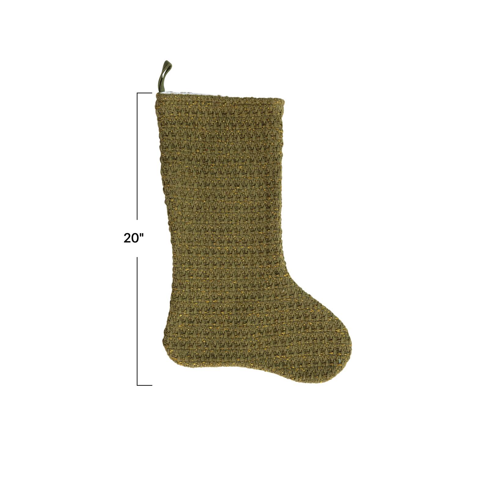 Hello Honey&#xAE; 20&#x22; Green Woven Cotton Stocking D&#xE9;cor
