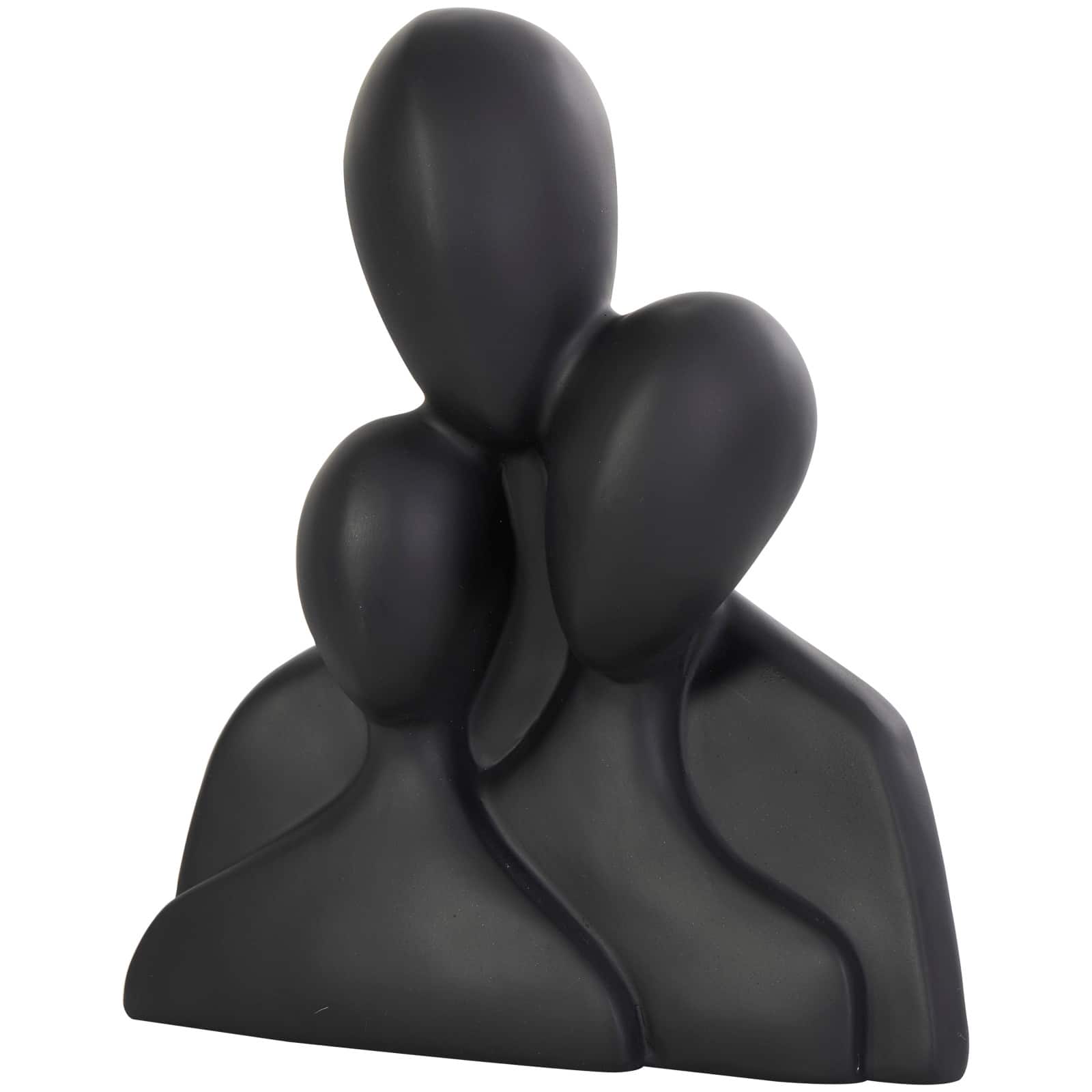 11&#x22; Black Polystone Abstract Nesting Family 3-Head Sculpture
