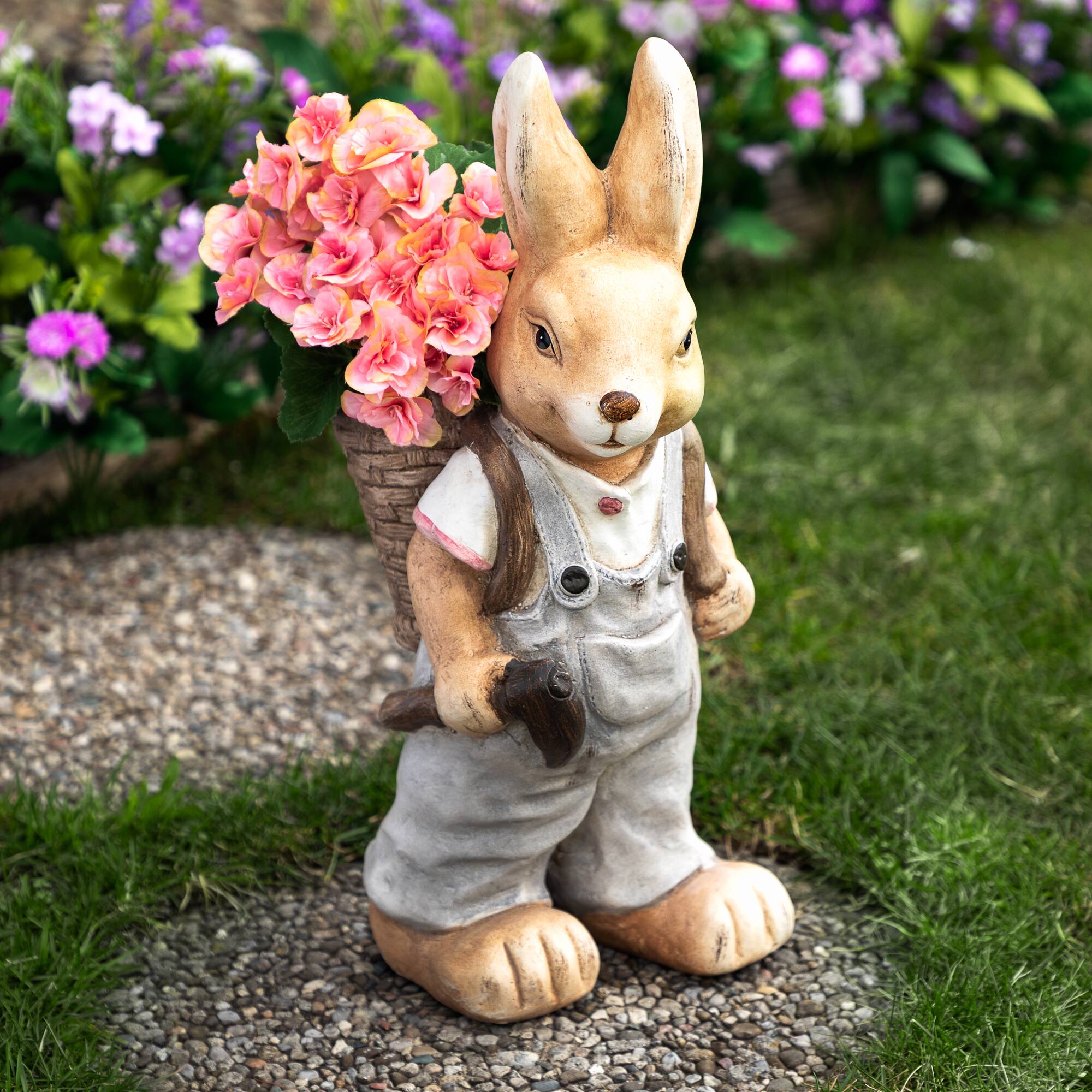 19.25" Boy Rabbit Outdoor Easter Garden Planter