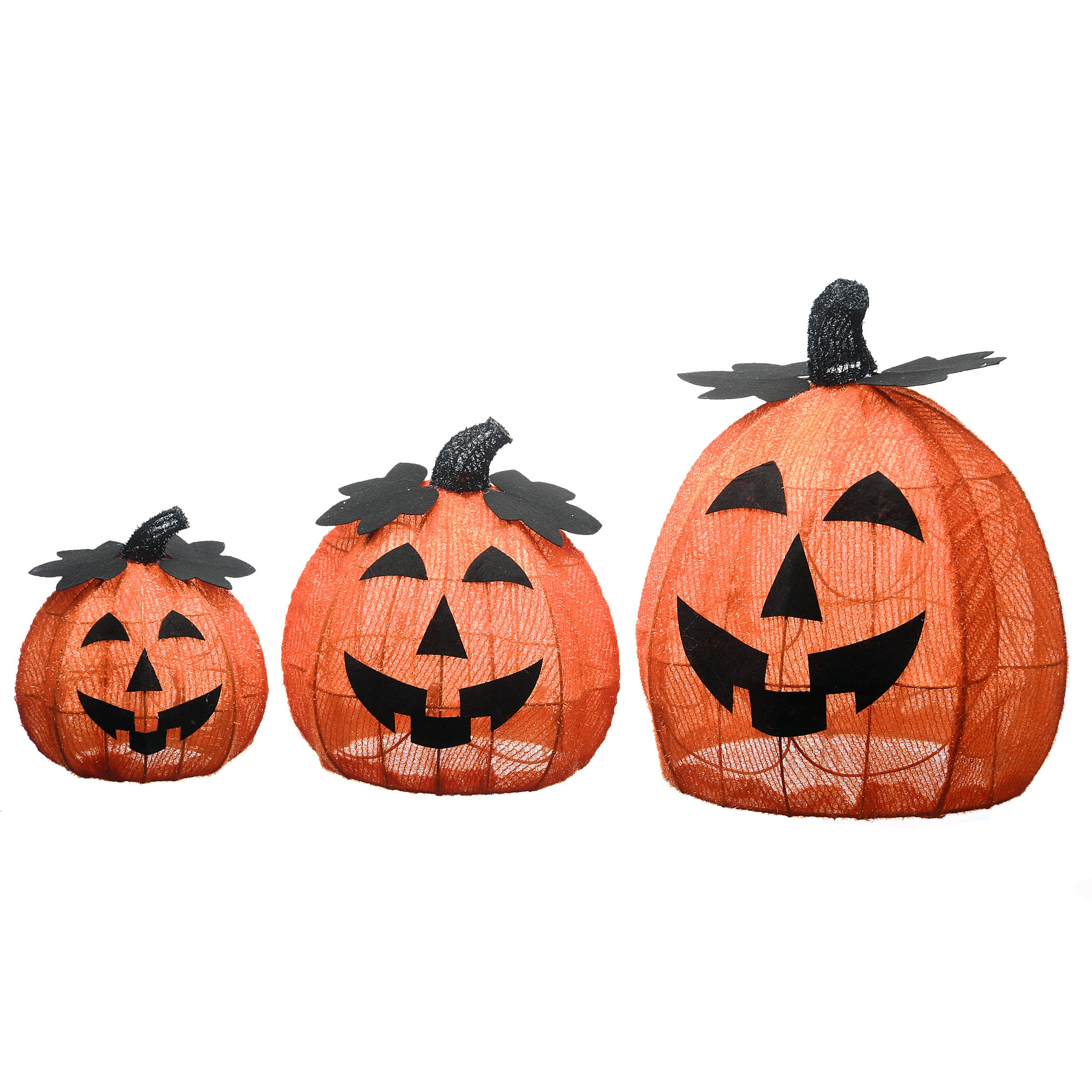 15" Orange LED Jack-O-Lantern Trio
