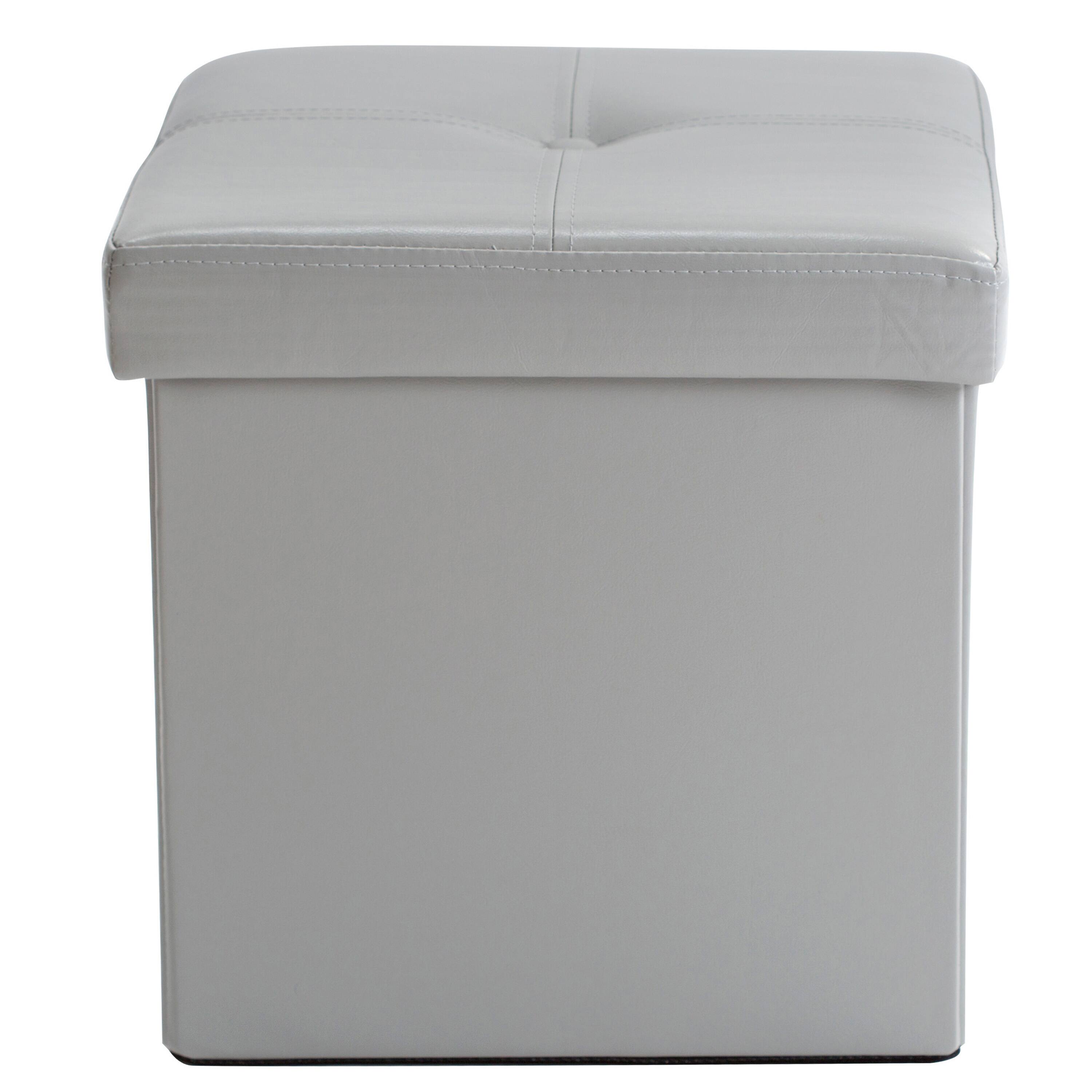 Simplify Faux Leather Folding Storage Ottoman Cube