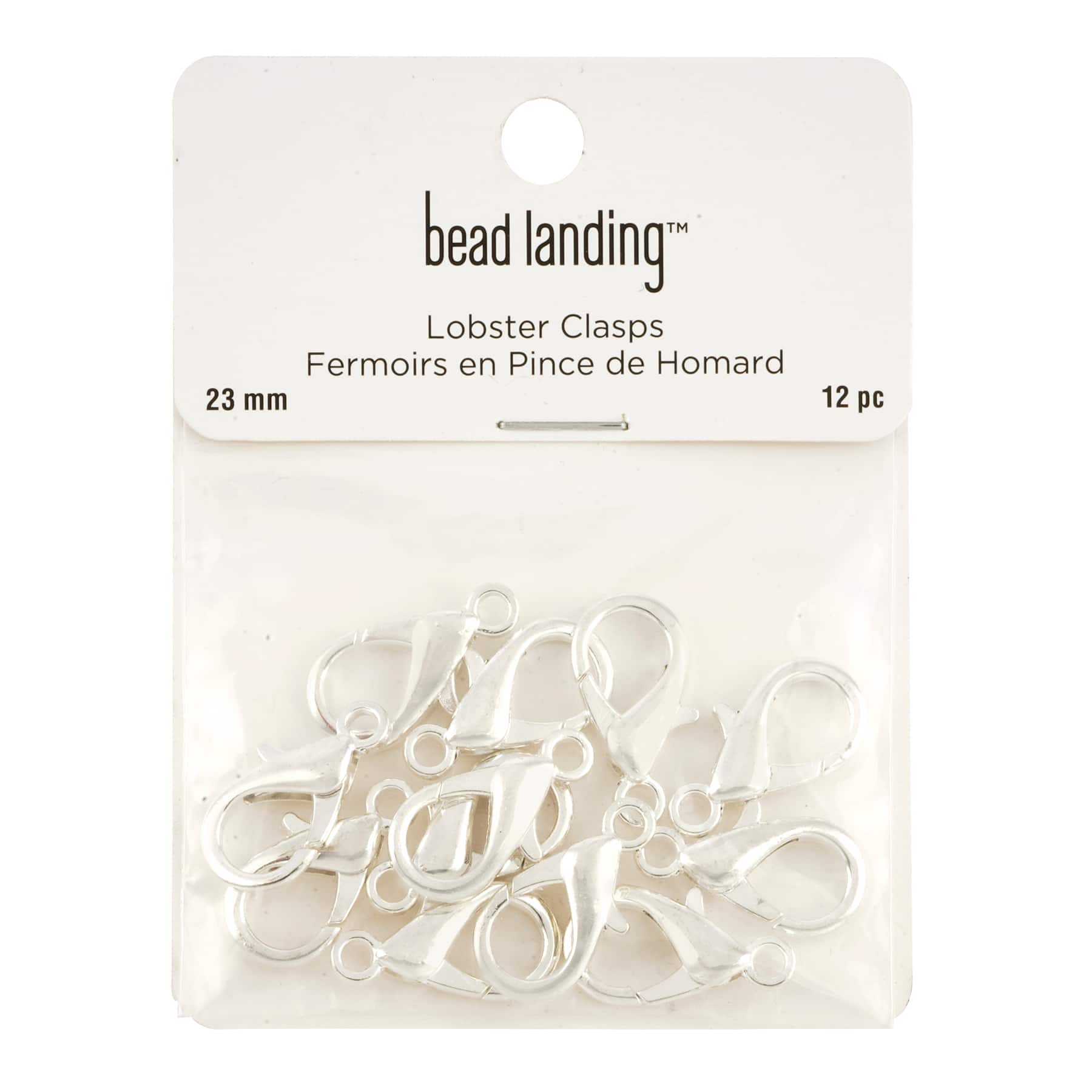 Bead Landing Lobster Claw Clasps - Silver - 12 ct