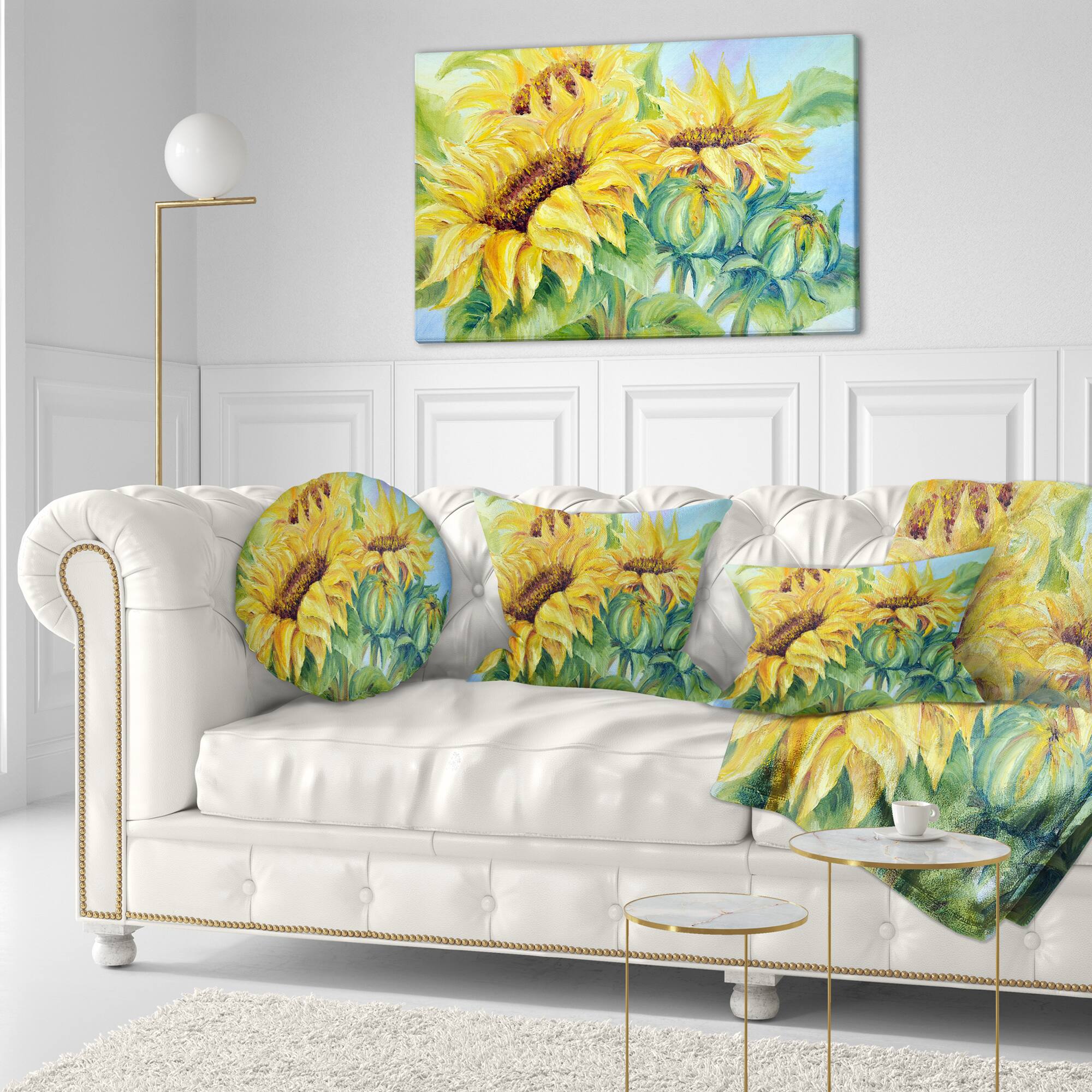 Designart - Three Sunflowers - Floral Art Canvas Print