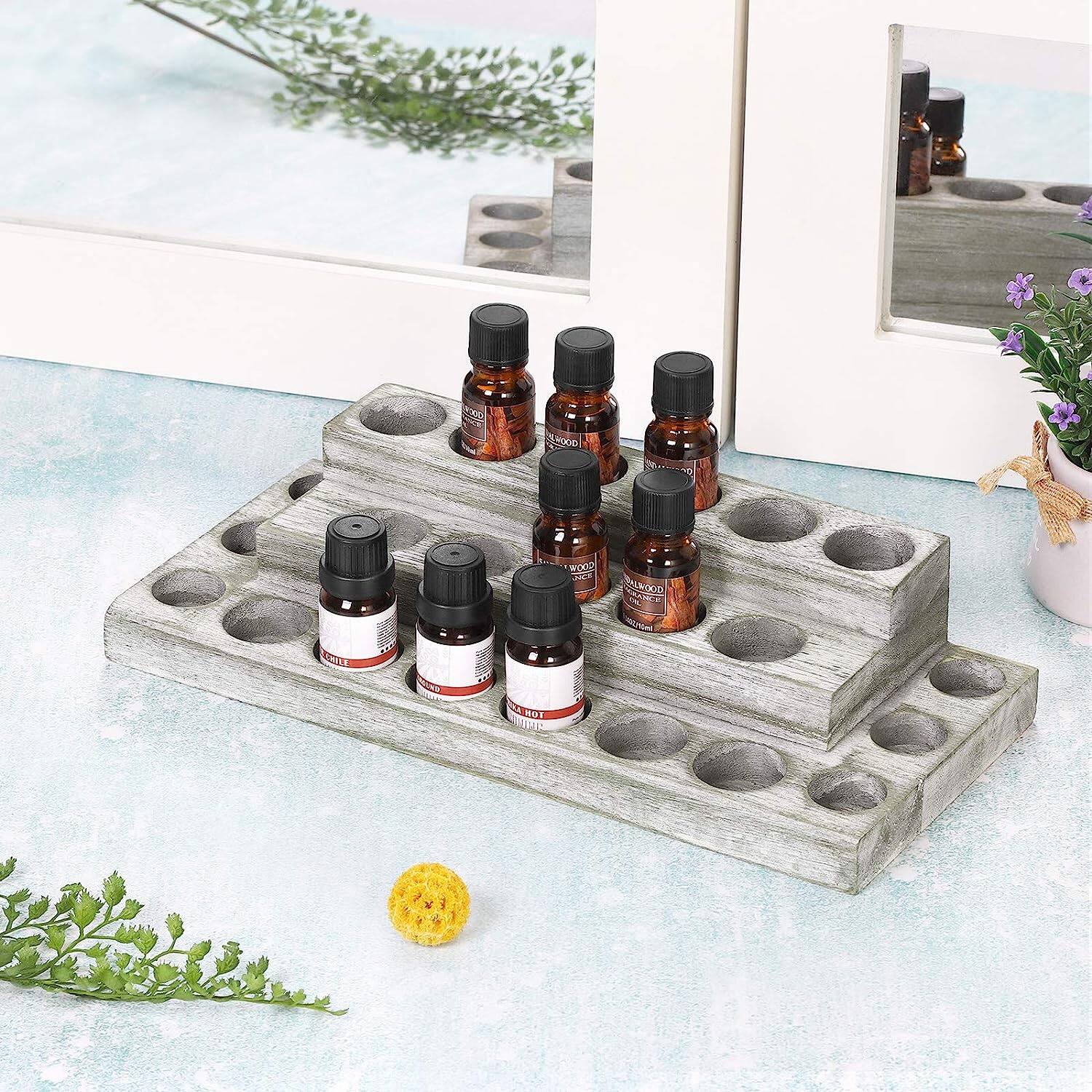 NEX™ 4-Tier Whitewash Essential Oils Storage Rack for 3mL to 20mL Bottles