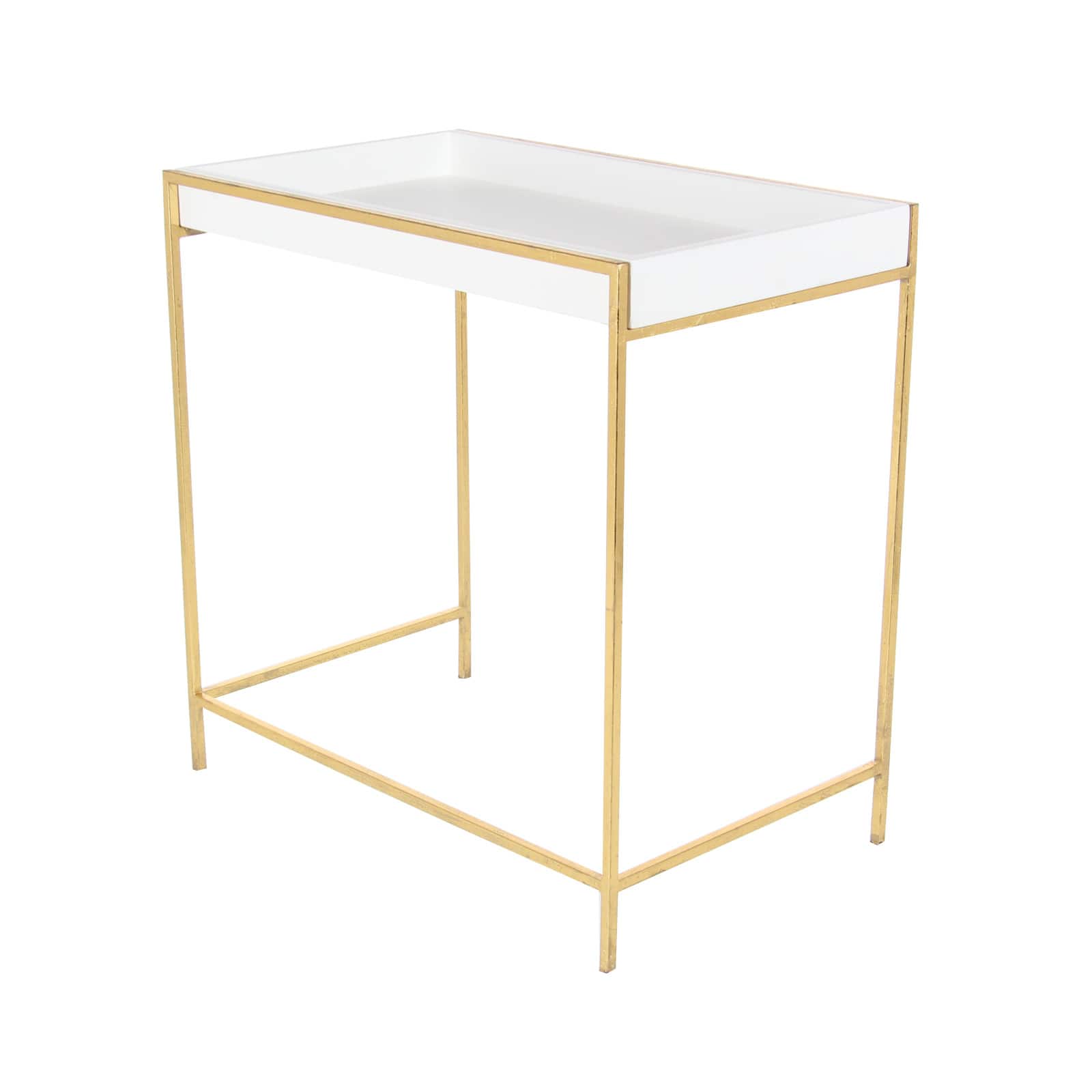Set of 2 Gold Metal Contemporary Console Table, 22", 20"