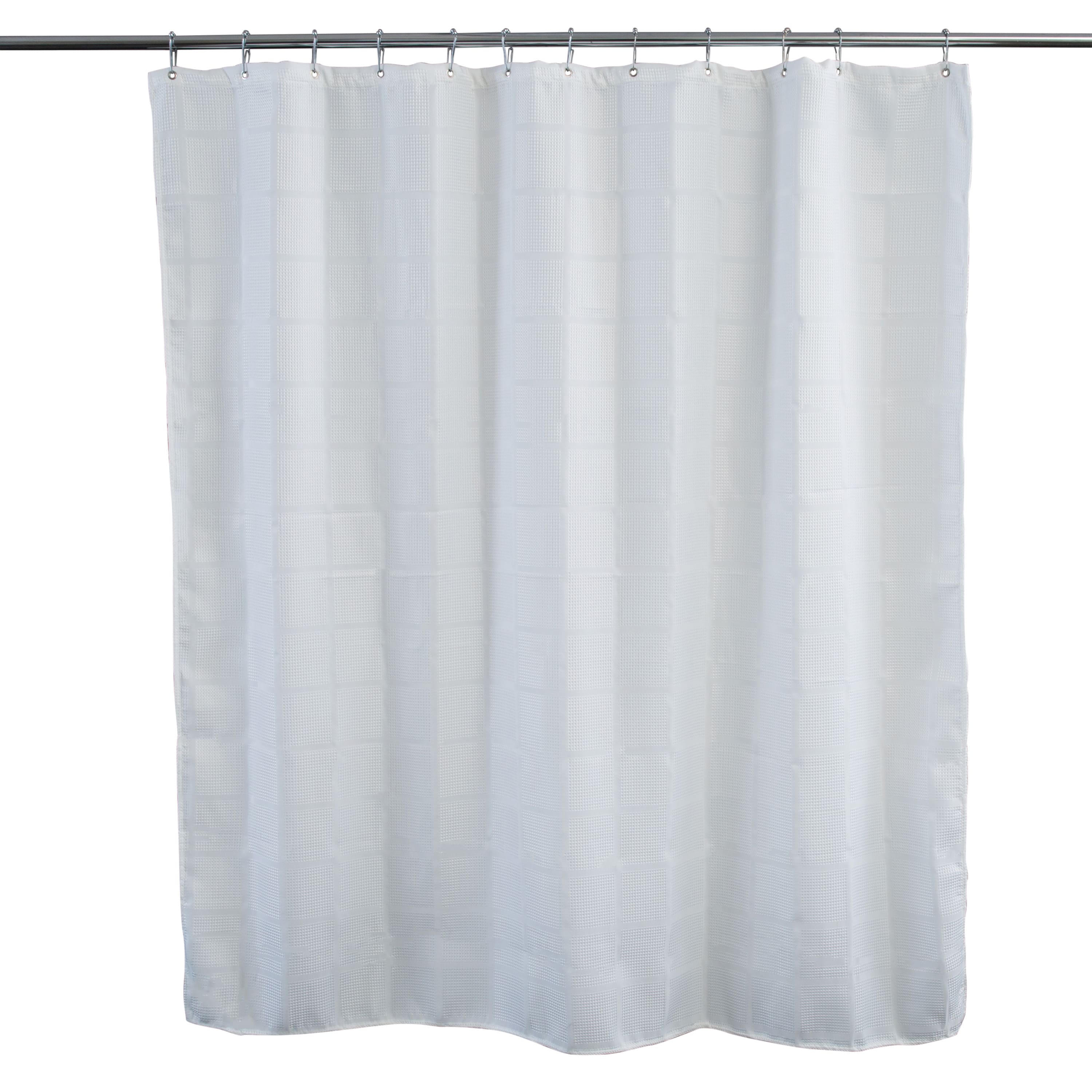 Elle Décor White Jacquard Solid Weave Shower Curtain