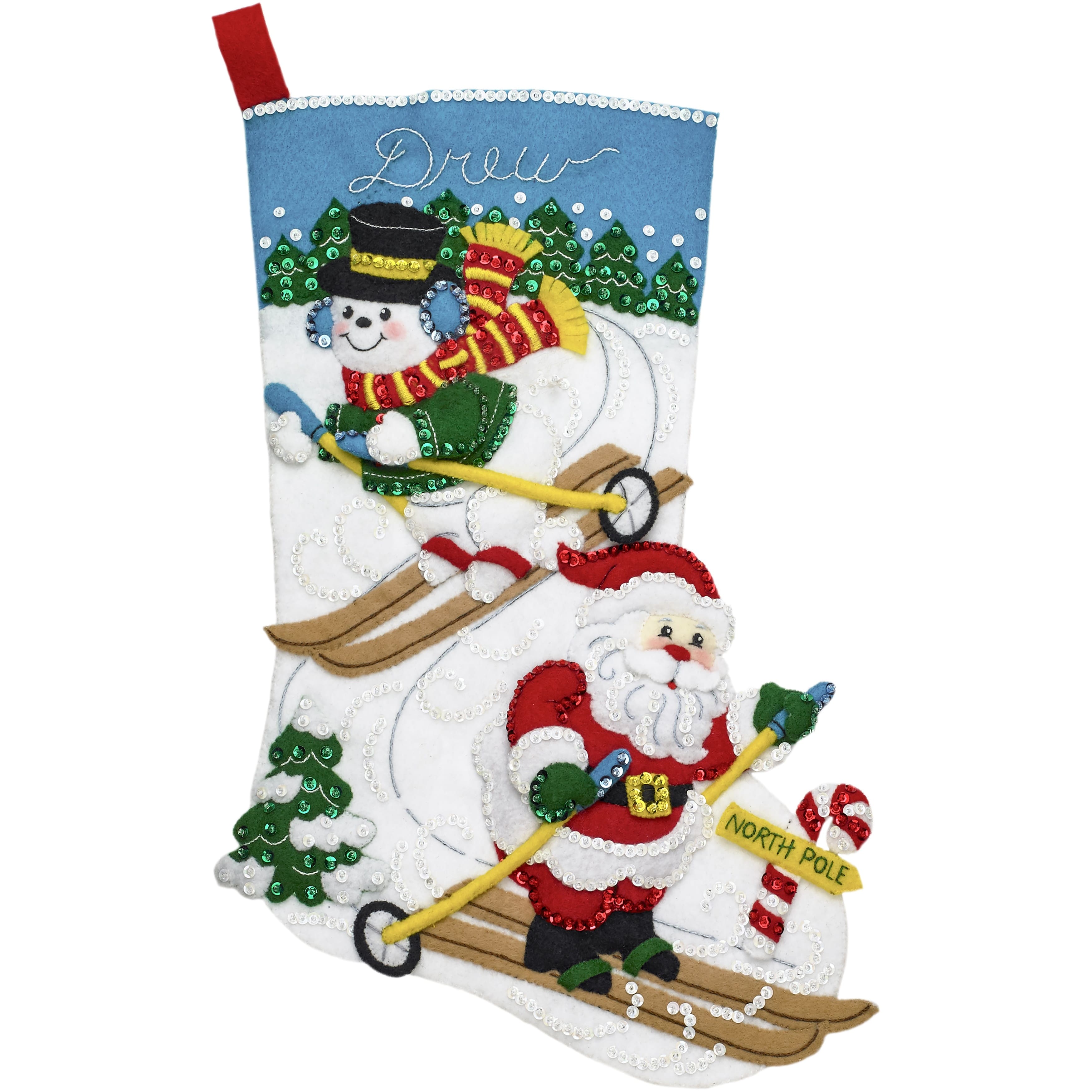 Bucilla Downhill Skiers Felt Stocking Kit