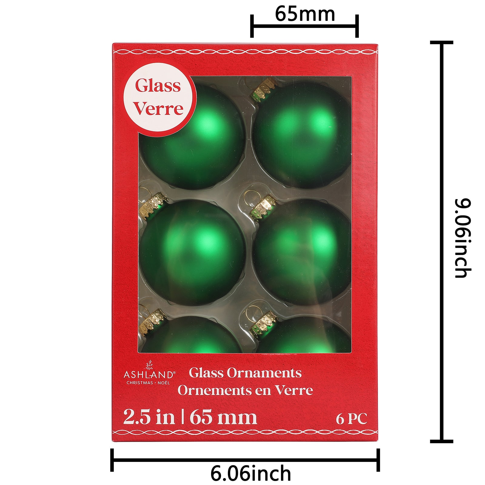 6 Pack 2.5&#x22; Green Matte Glass Ball Ornaments by Ashland&#xAE;
