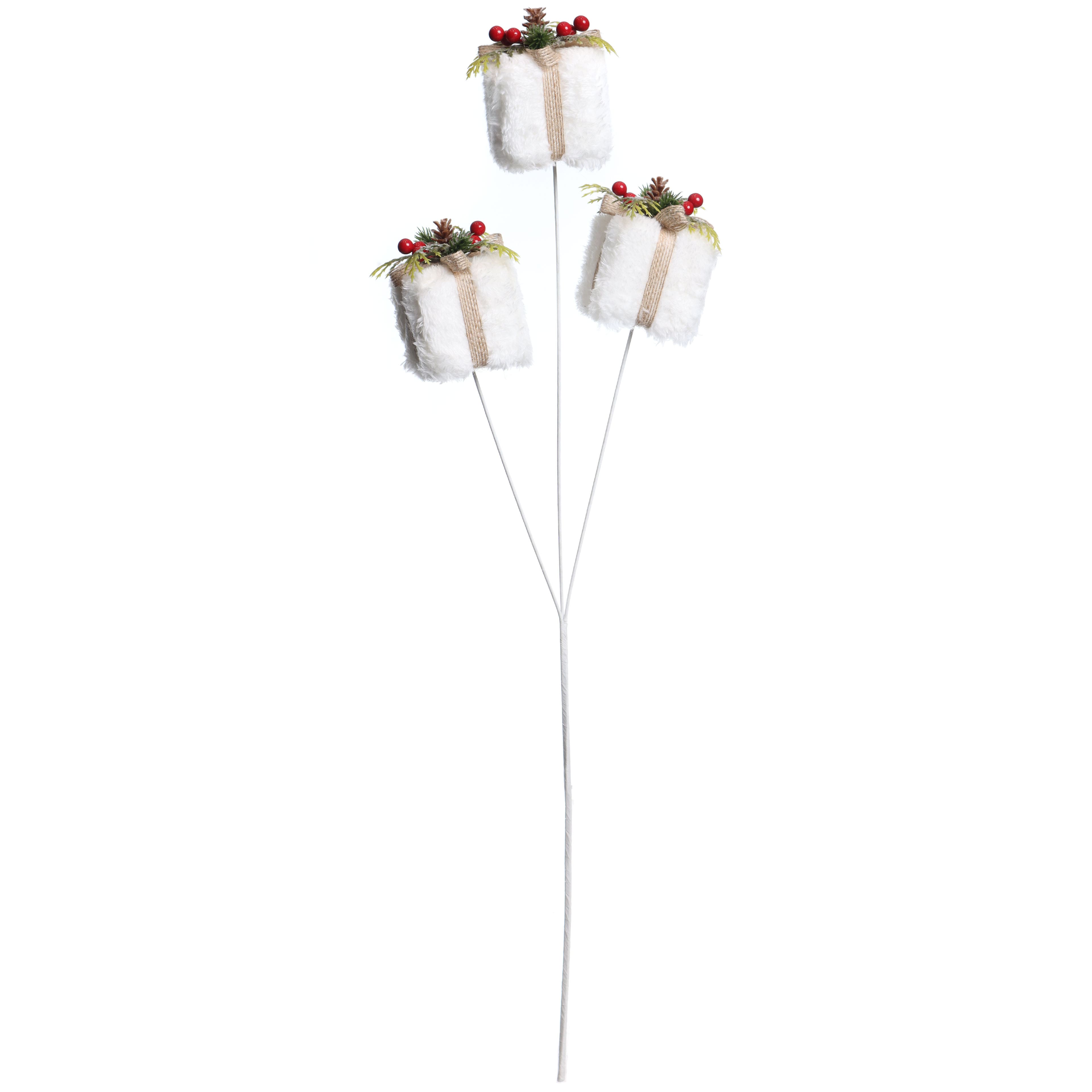 24.5&#x22; White Fuzzy Gift Box Stem by Ashland&#xAE;