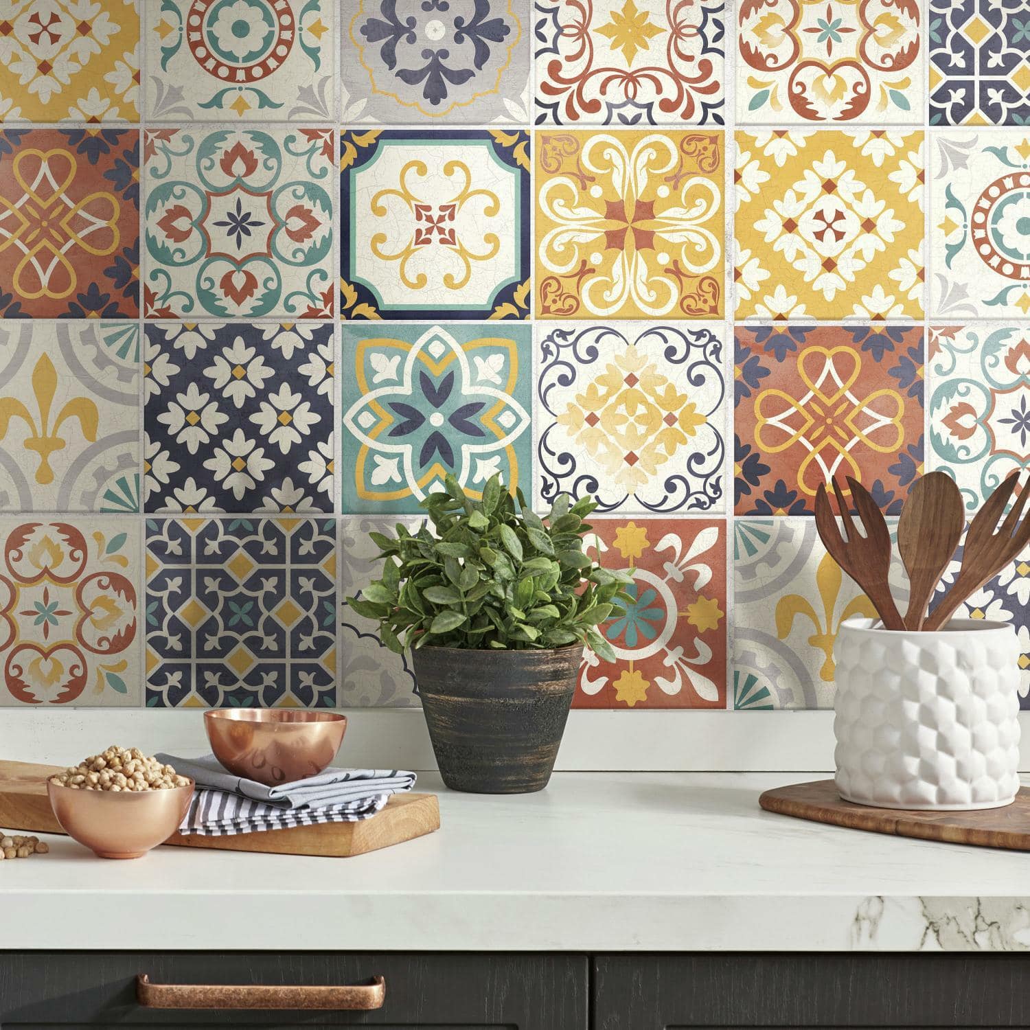 RoomMates Spanish Terracotta Tile Peel & Stick Backsplash