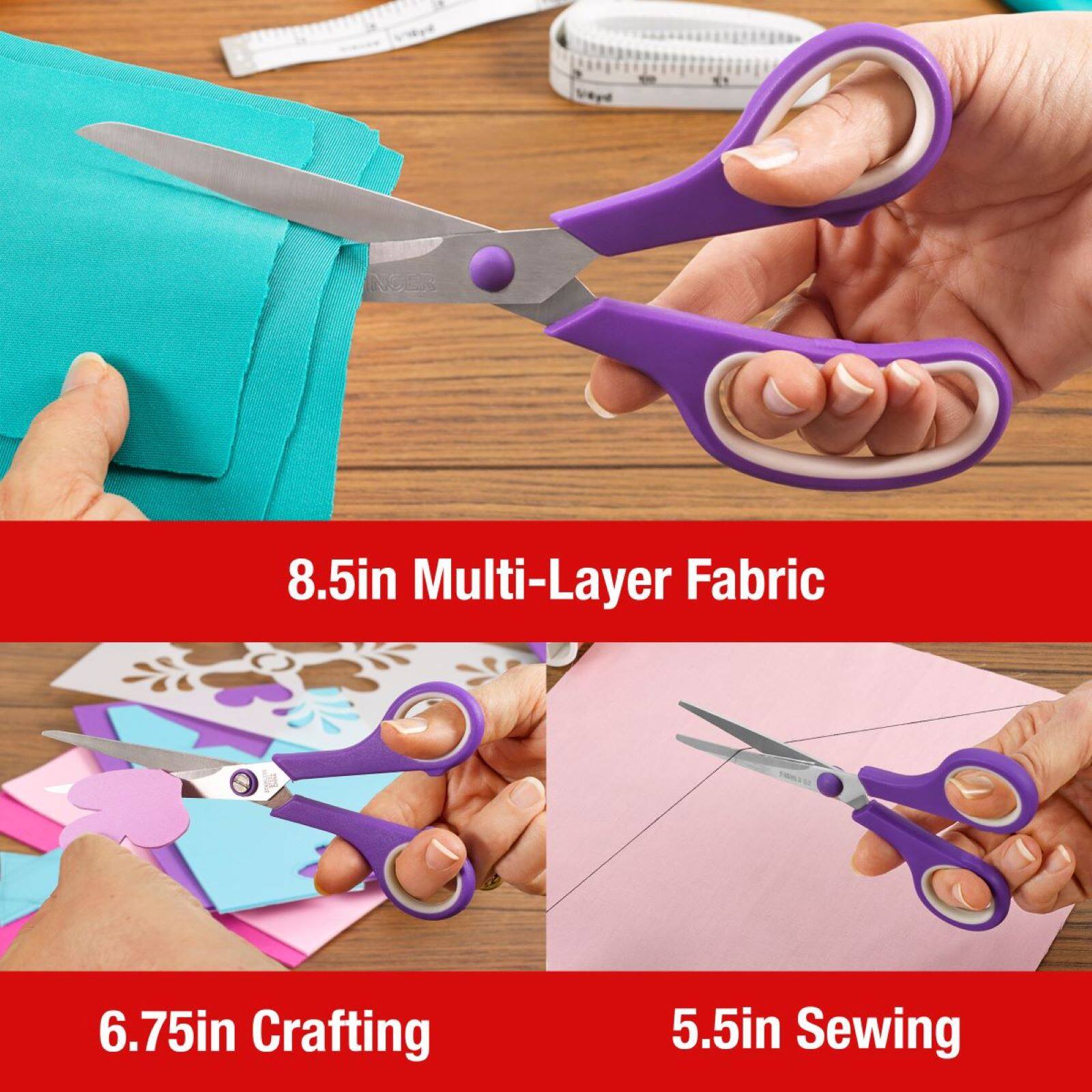 SINGER® Multi-Size Purple 9 Piece Comfort Grip Scissor Set