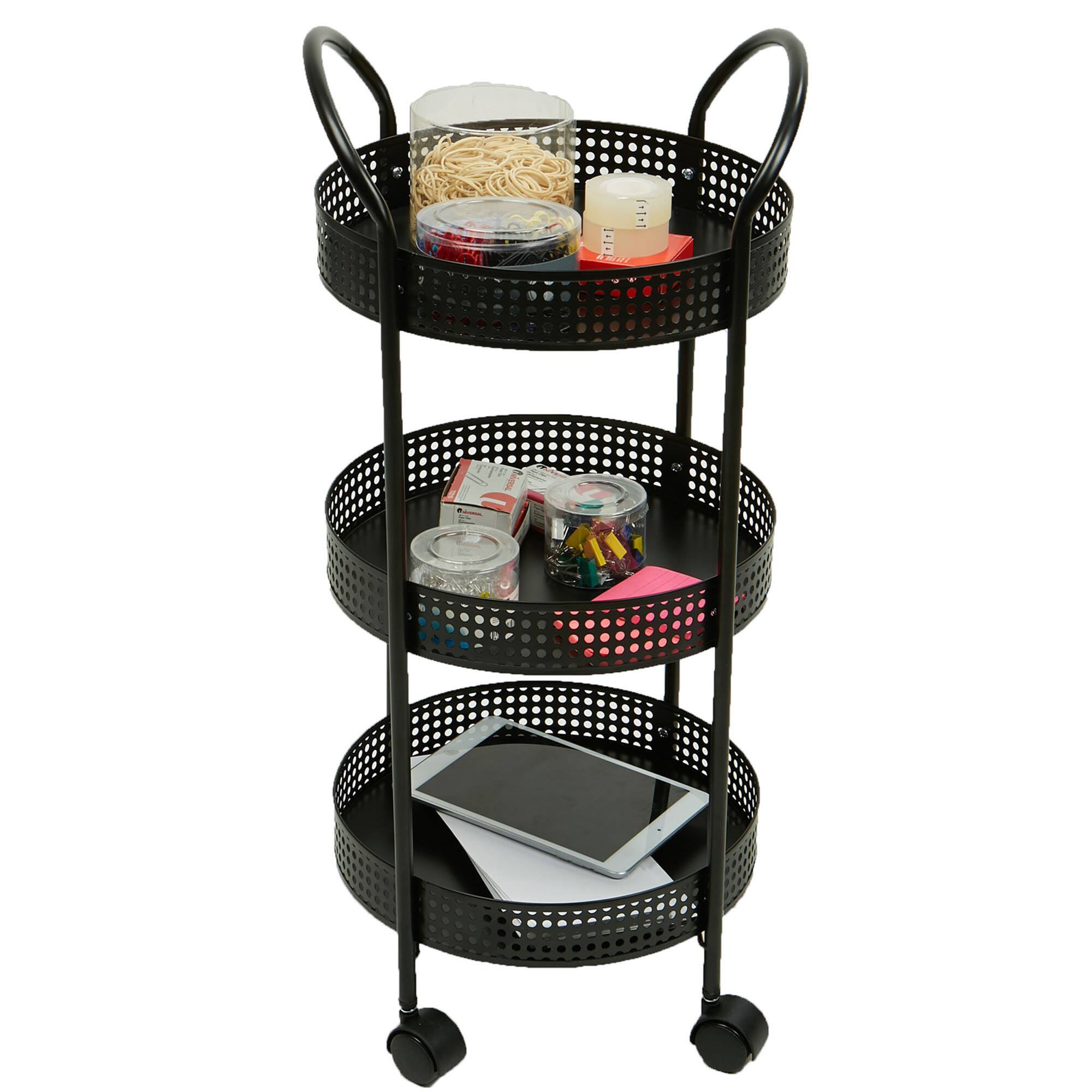 Mind Reader 27" Black 3-Tier Multi-Purpose Metal Utility Cart