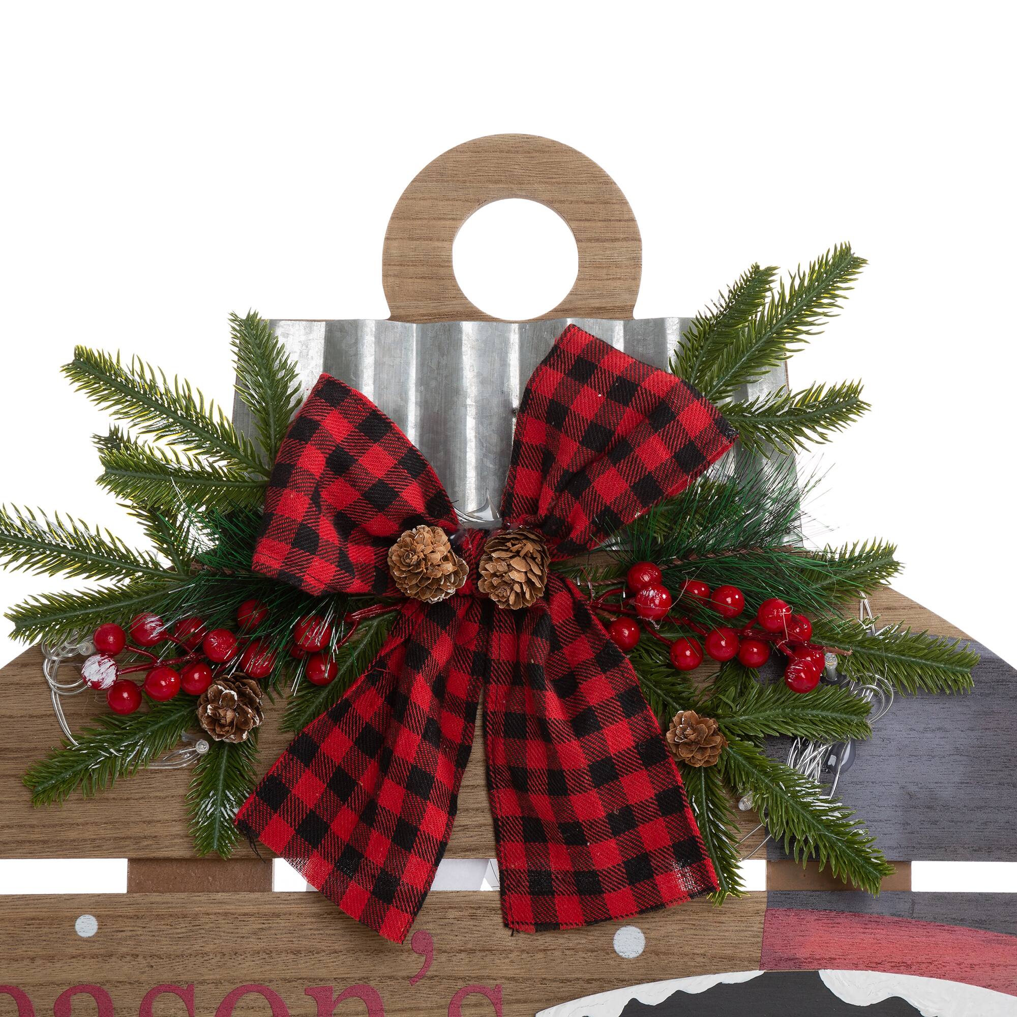 Glitzhome® 30" Lighted Round Wooden Snowman Porch Décor with Timer