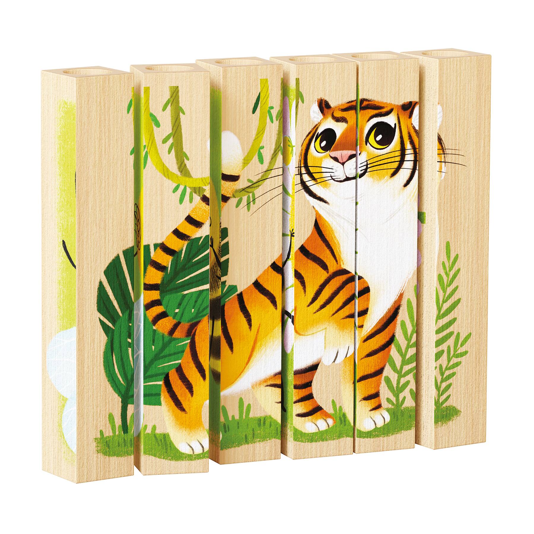 Quercetti&#xAE; Endangered Animals Mix-N-Match Wood Puzzle