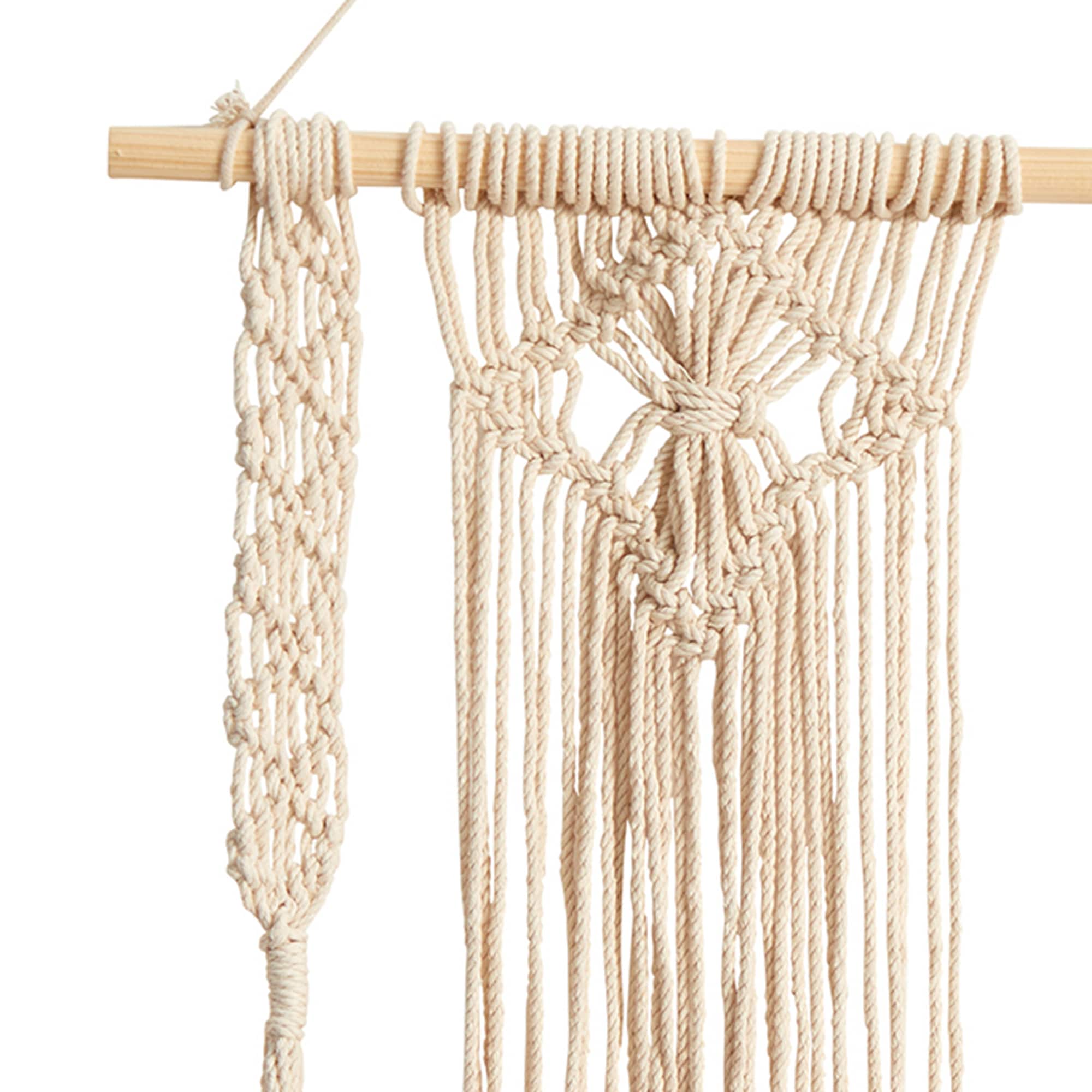 24" Boho Chic Wood Macrame Single Shelf Woven Diamond Wall Art Décor