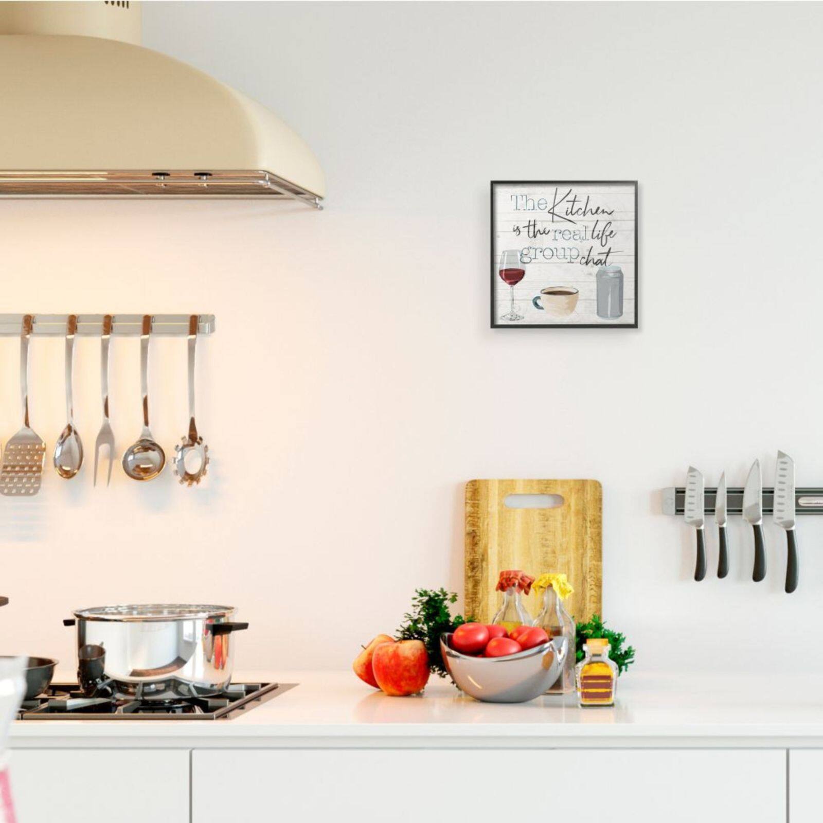 Stupell Industries Kitchen Group Chat Wall Art in Black Frame