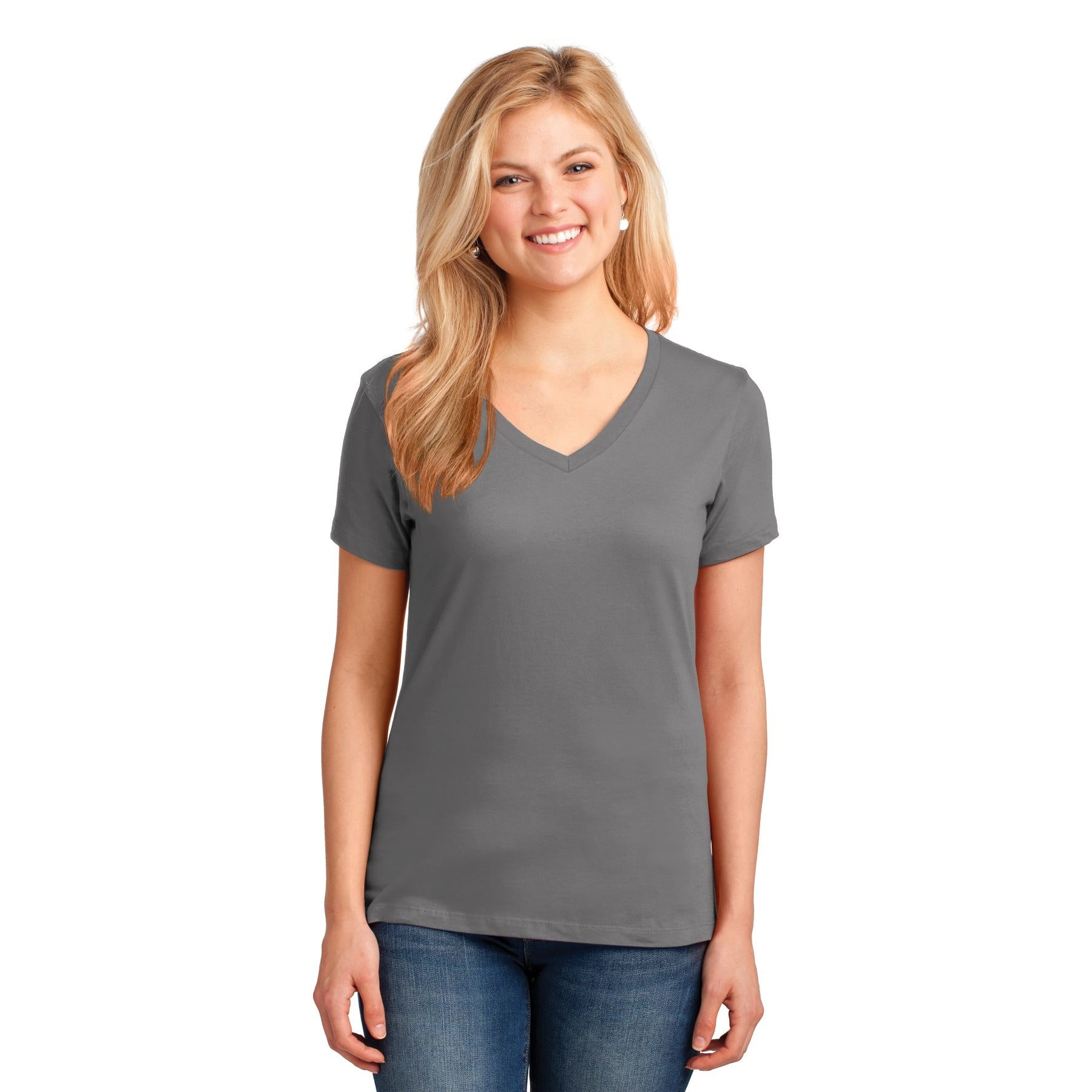 Port & Company® Ladies Core Cotton Neutrals V-Neck T-Shirt