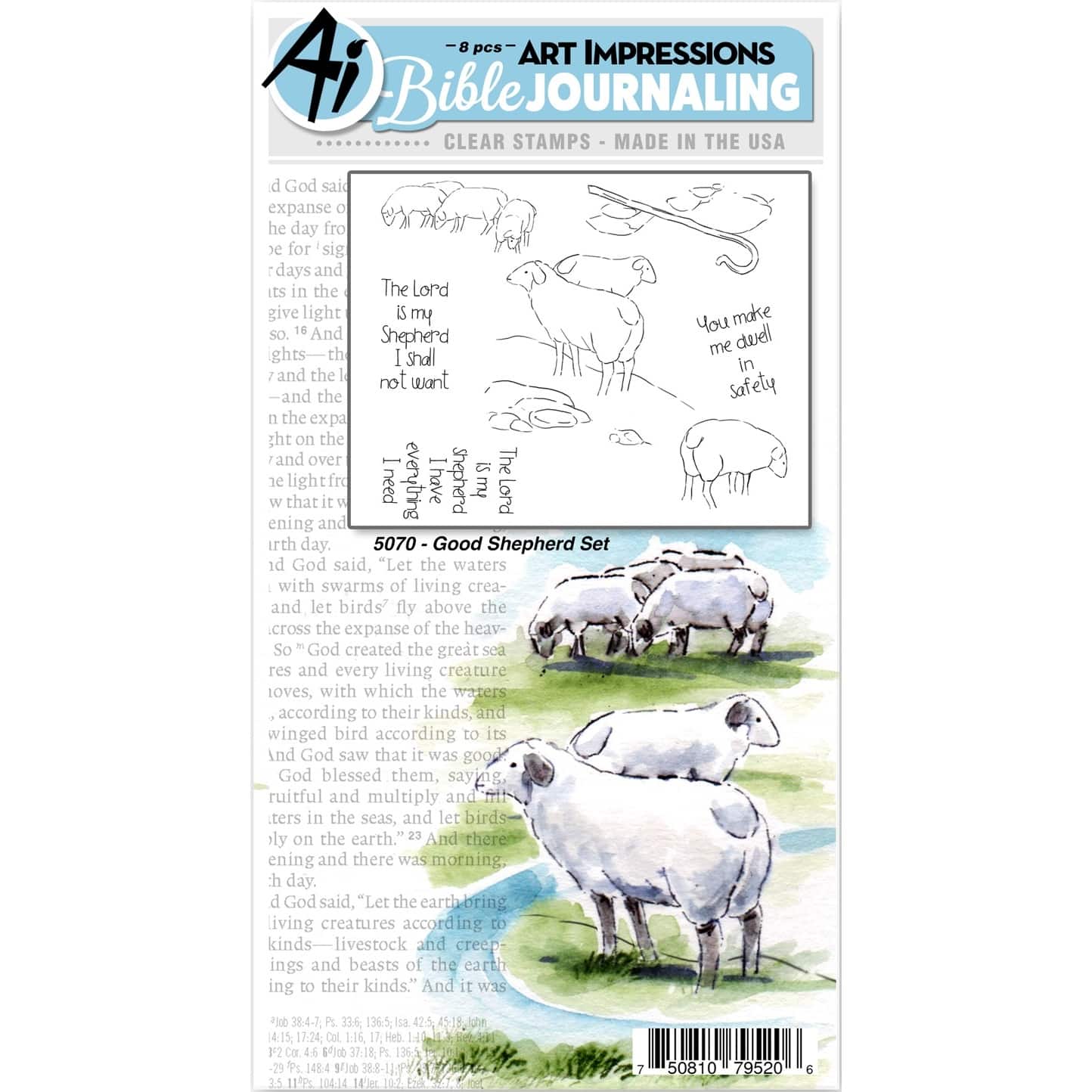 Art Impressions Bible Journaling Good Shepherd Watercolor Clear Stamps
