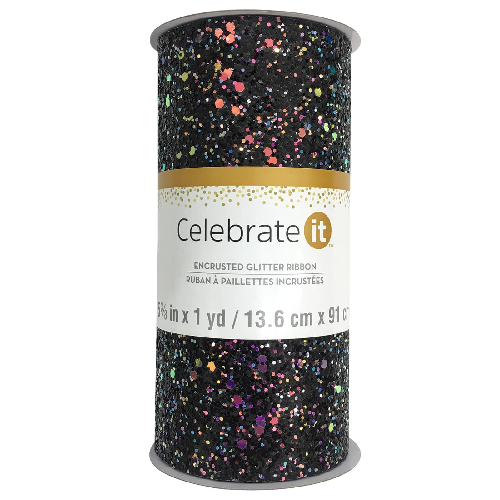 12 Pack: 5.375" x 1yd. Encrusted Glitter Ribbon by Celebrate It™