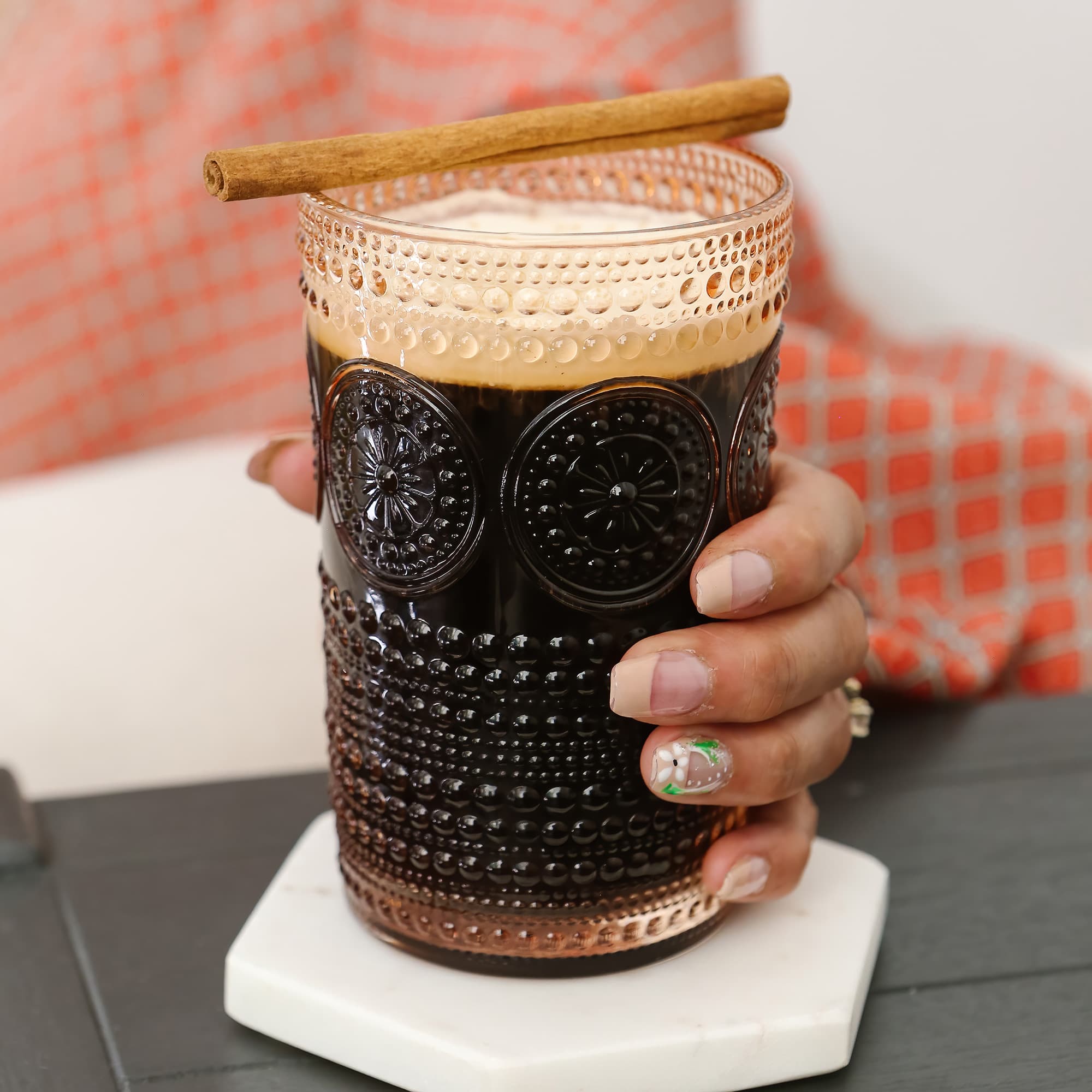 Kate Aspen® 13oz. Beaded Floral Rose Gold Drinking Glasses, 6ct.