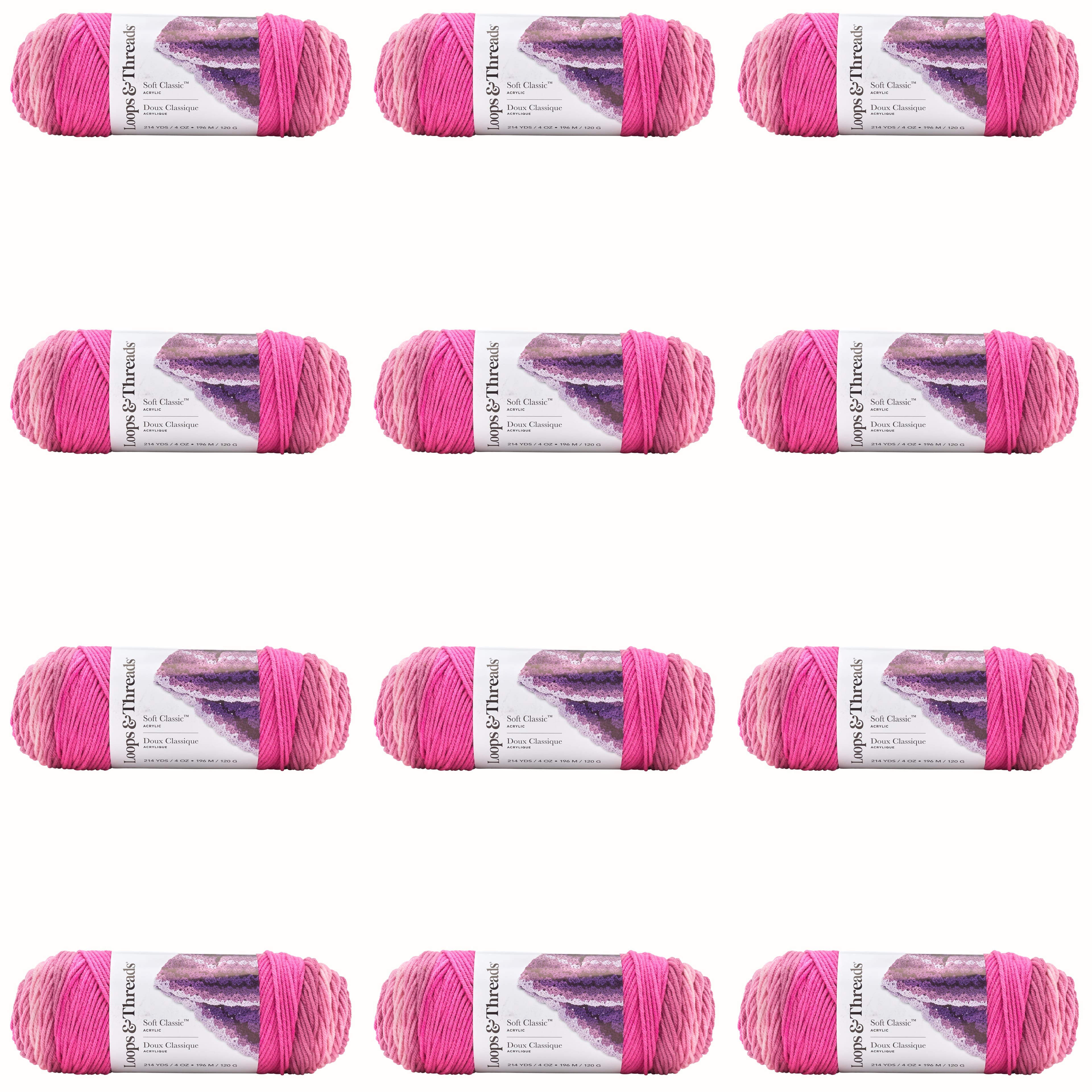 12 Pack: Soft Classic™ Ombre Yarn by Loops & Threads®