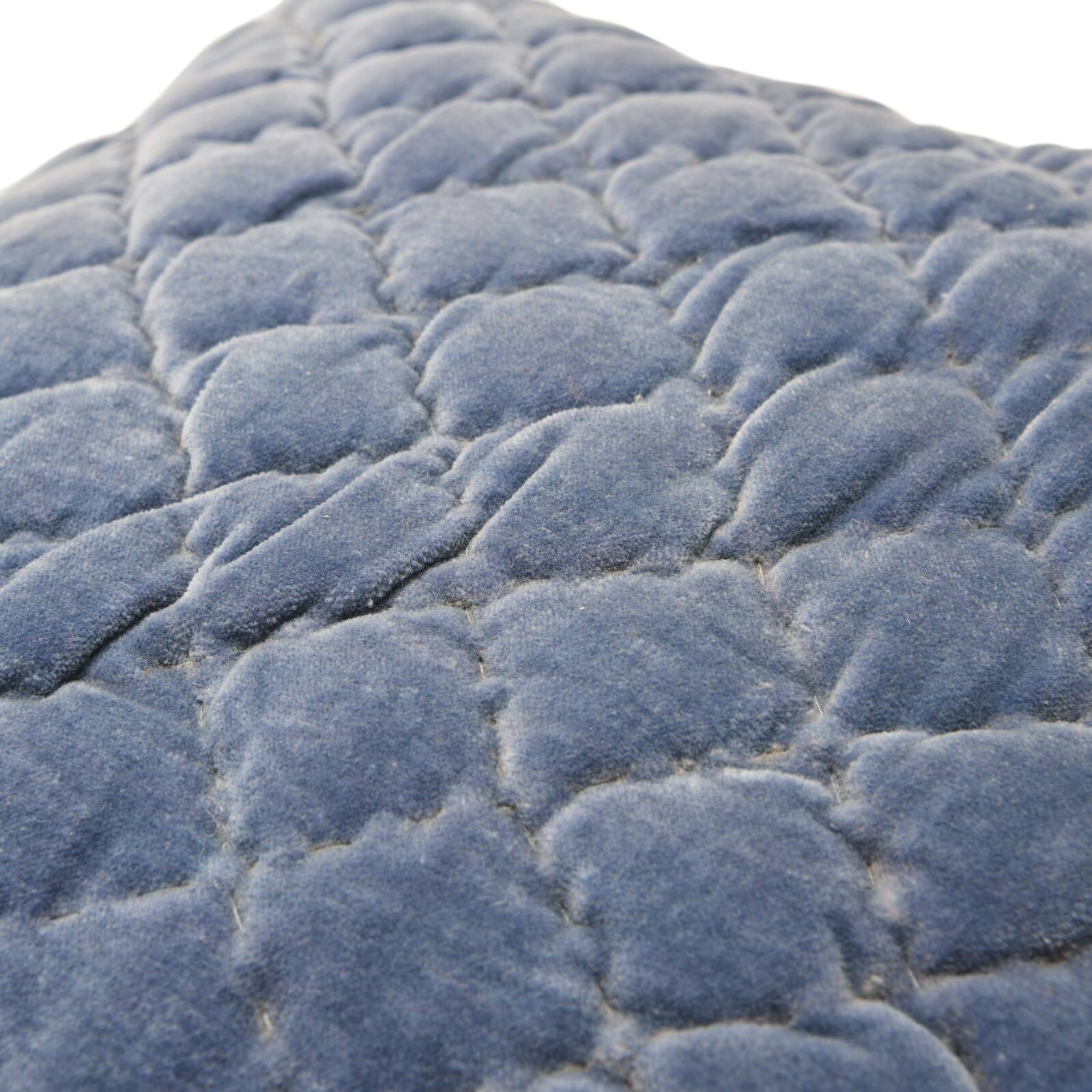 Hello Honey® 20'' Blue Square Quilted Velvet Pillow Cover