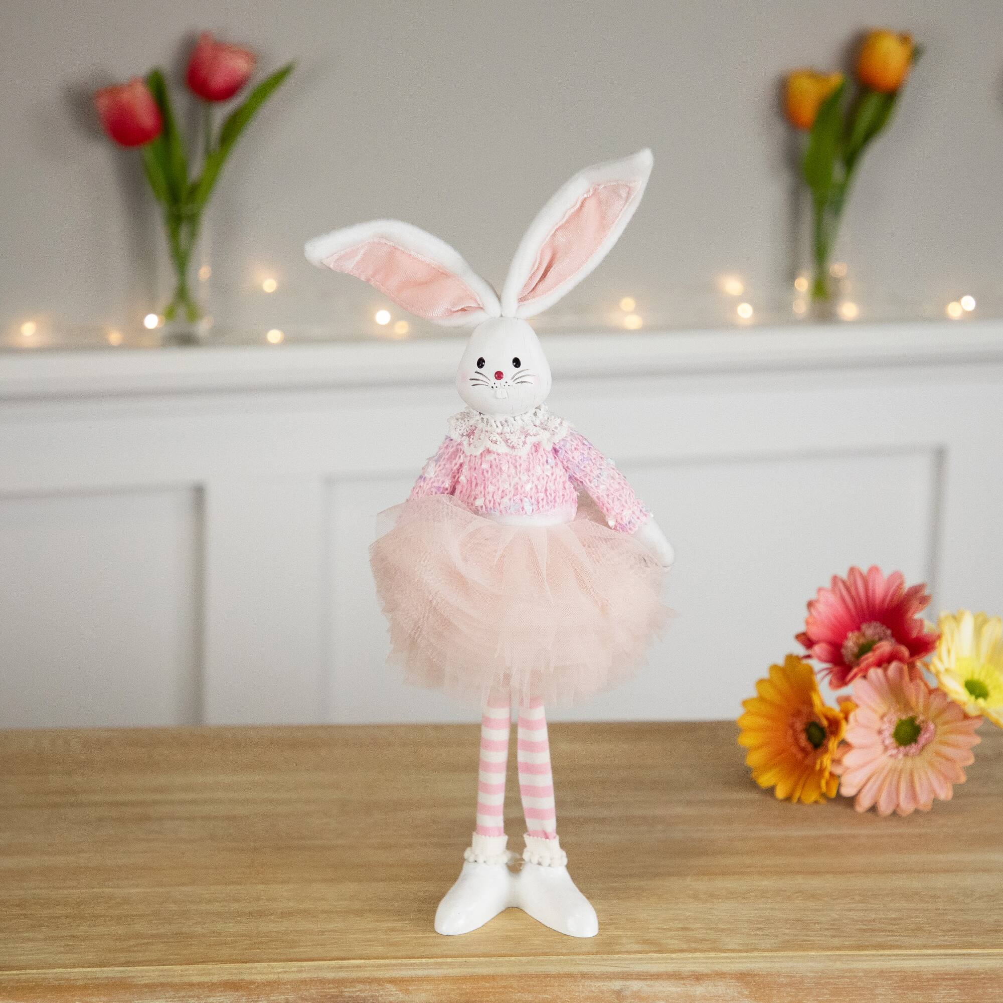 15" Pink Ballerina Bunny Standing Easter Figure